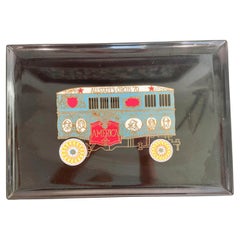 Retro Couroc Phenolic Resin Serving Tray with Circus Train Inlay