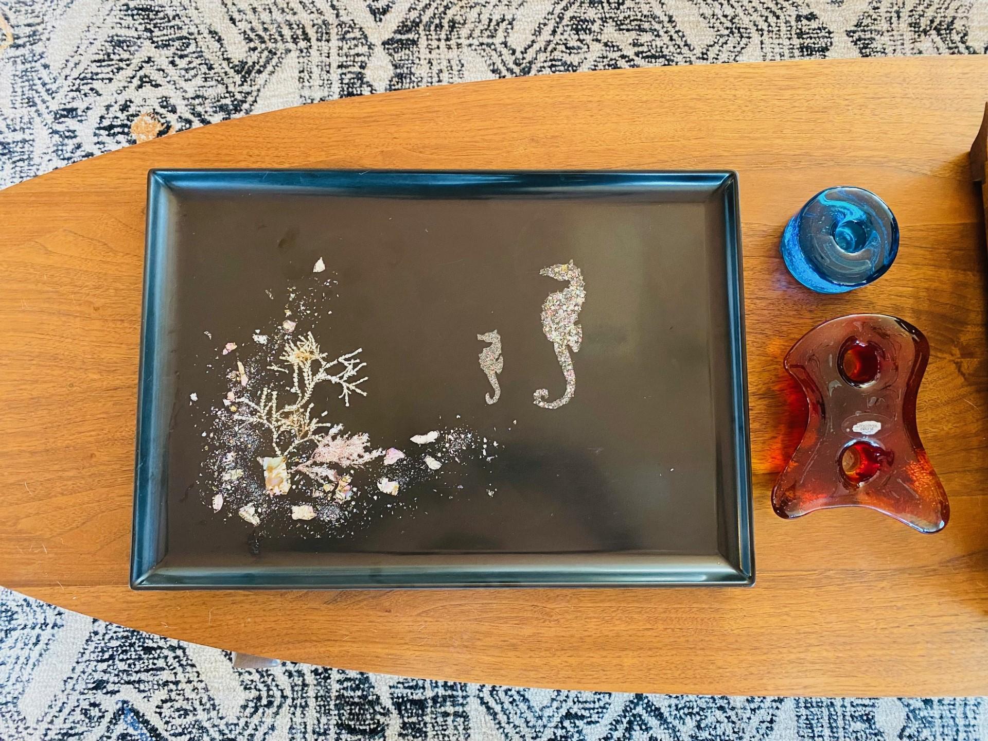American Vintage Couroc Seahorse Tray For Sale