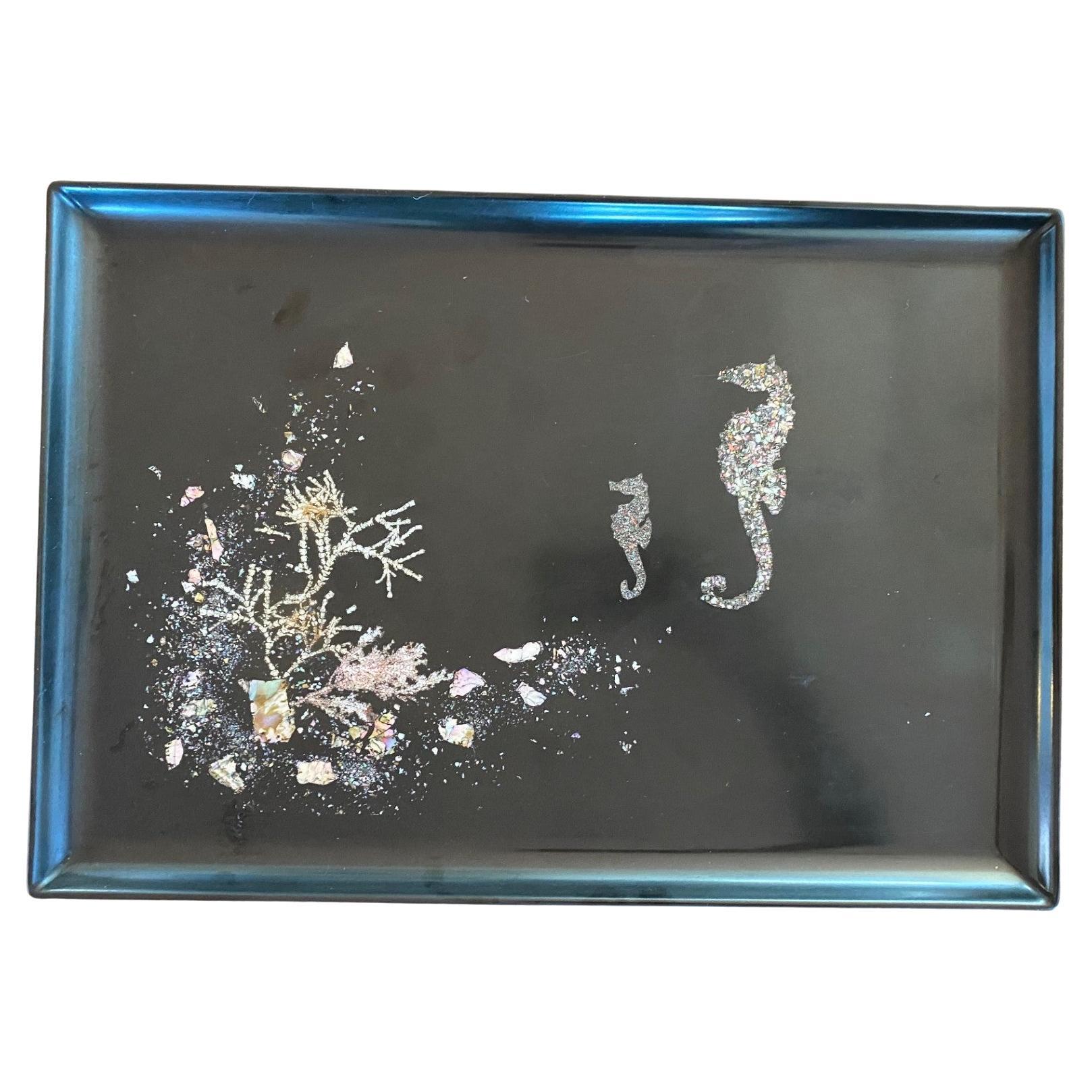 Vintage Couroc Seahorse Tray For Sale