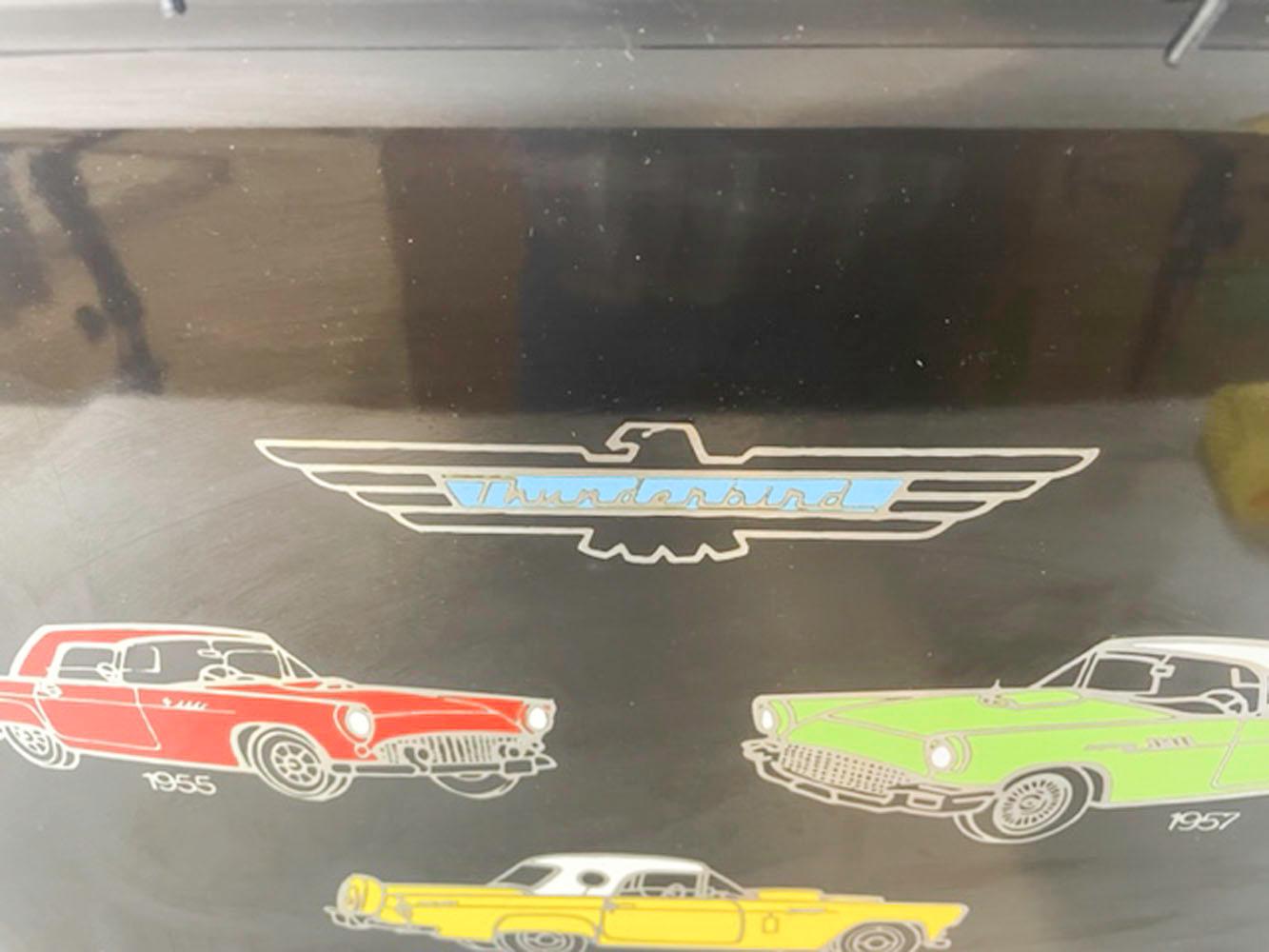 Mid-Century Modern Vintage Couroc Serving Tray Featuring 1955, '56 & '57 Ford Thunderbirds