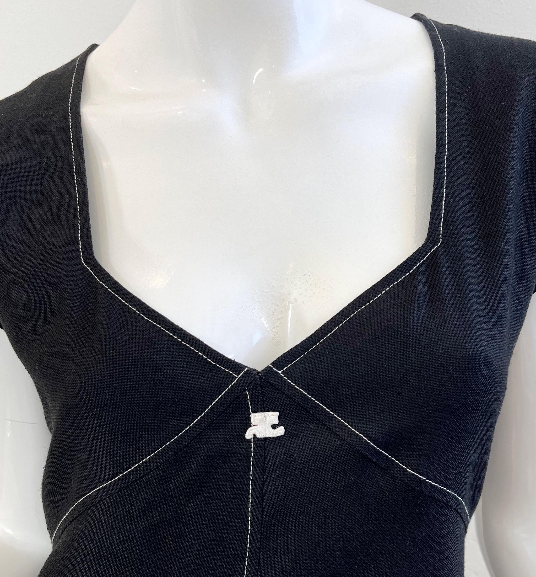 Vintage Courreges 1990s Does 1960s Black and White Size 38 / 6 90s Dress For Sale 1