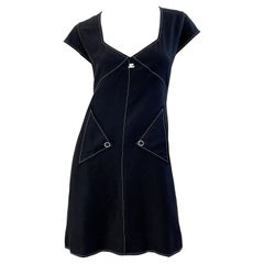 Vintage Courreges 1990s Does 1960s Black and White Taglia 38 / 6 90s Dress