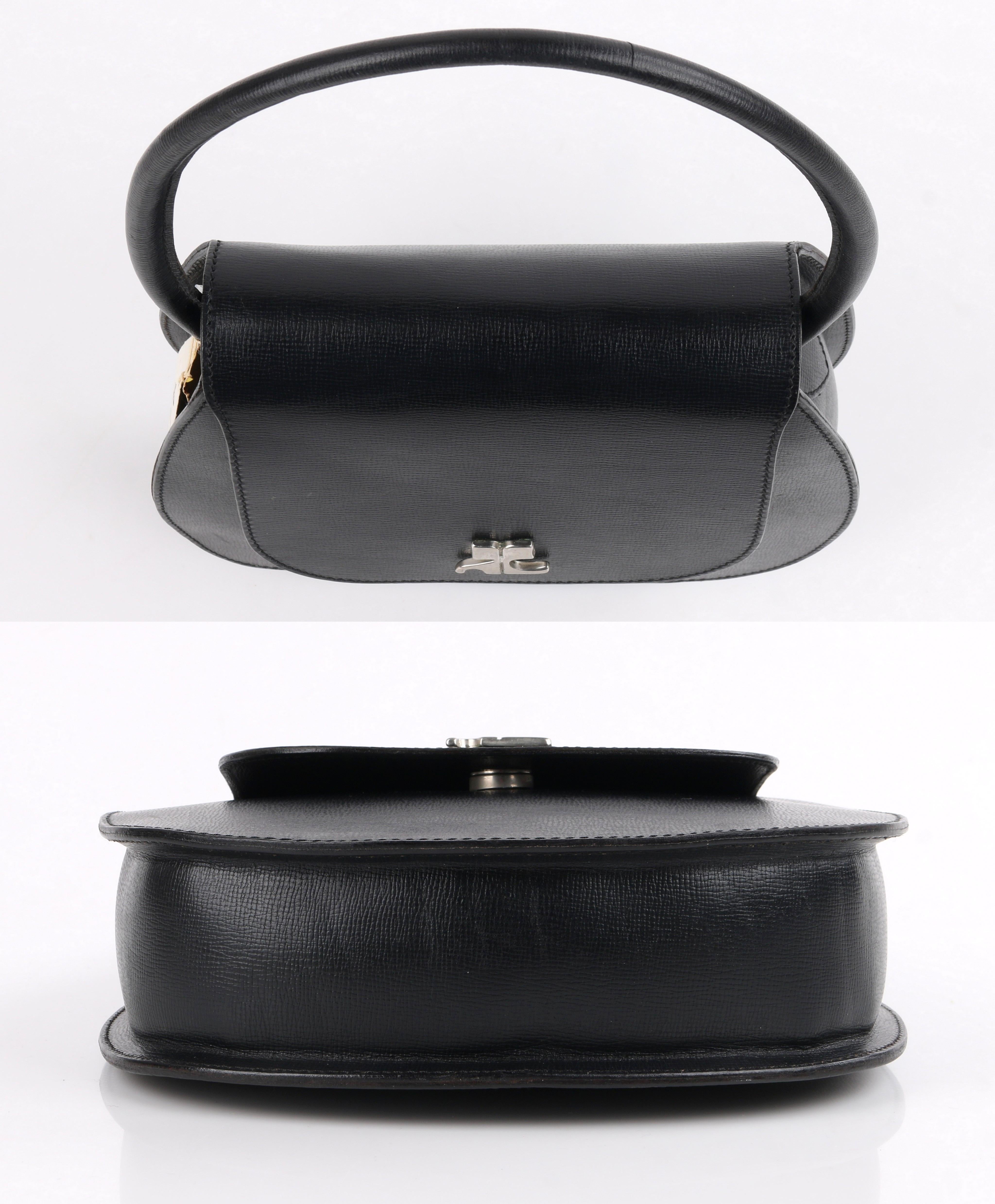 Women's Vintage COURREGES Black Pebble Leather Structured 