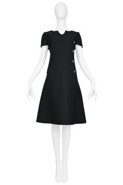 Vintage Courreges Black Wool Mod Day Dress