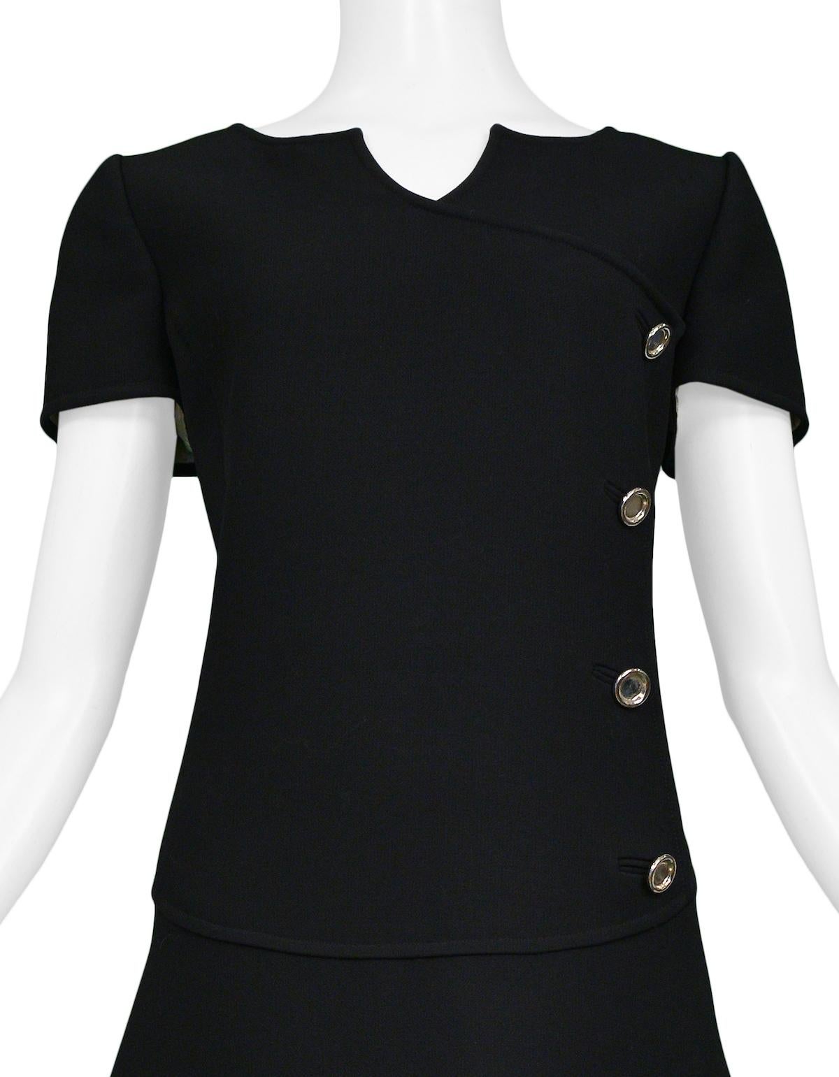 Courreges Mod-Tageskleid aus schwarzer Wolle (Schwarz) im Angebot