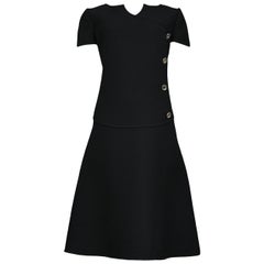 Vintage Courreges Black Wool Mod Day Dress