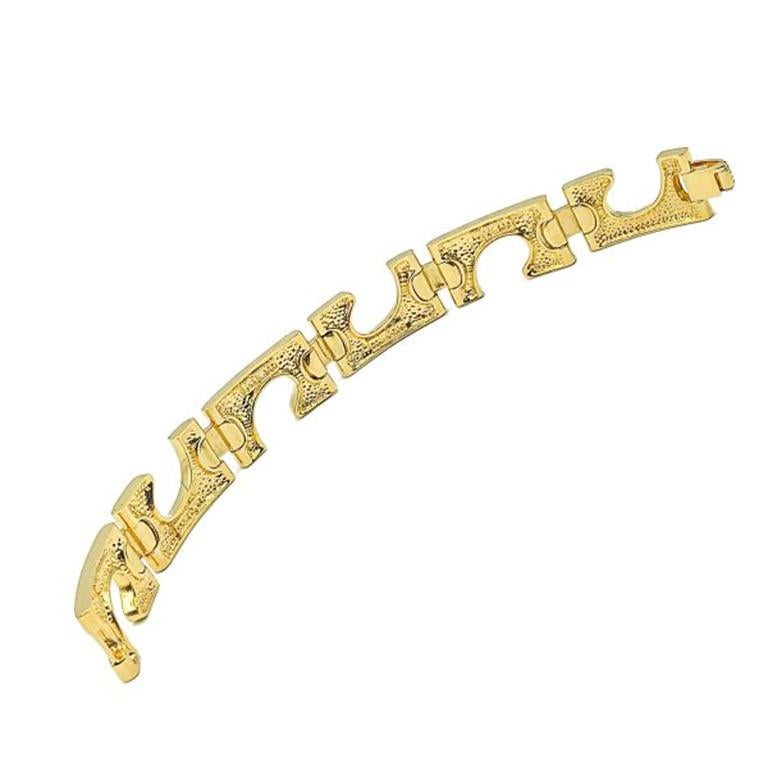  Vintage Courreges Gold & Silver Two Tone Logo Bracelet 1980 Pour femmes 
