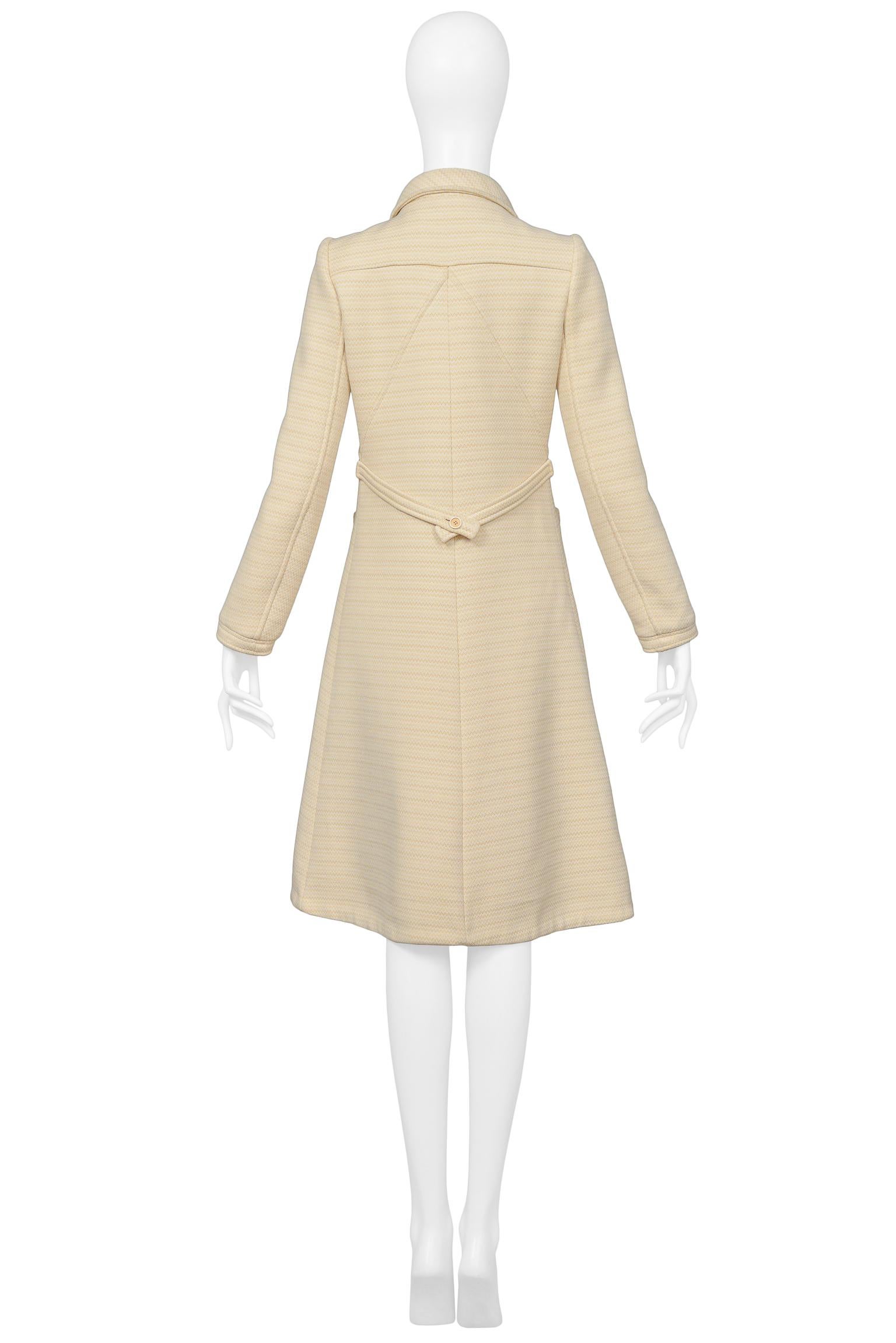 Vintage Courreges Peach Wool Squiggle Coat In Excellent Condition For Sale In Los Angeles, CA
