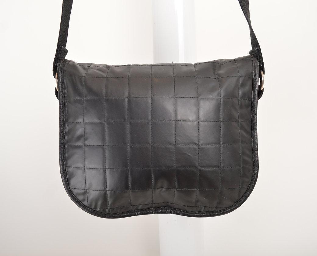 Vintage Courrèges Quilted Black Nylon Satchel Body Bag For Sale 6