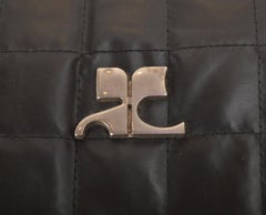 Vintage Courrèges Quilted Black Nylon Satchel Body Bag