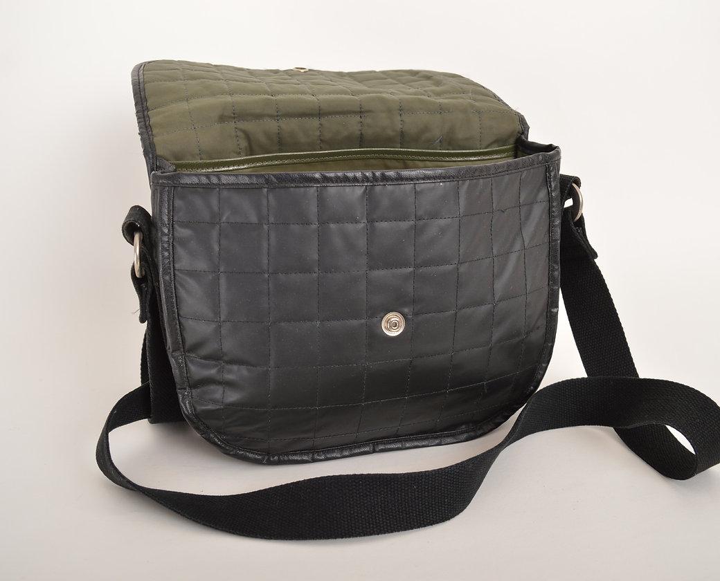 Vintage Courrèges Quilted Black Nylon Satchel Body Bag For Sale 3