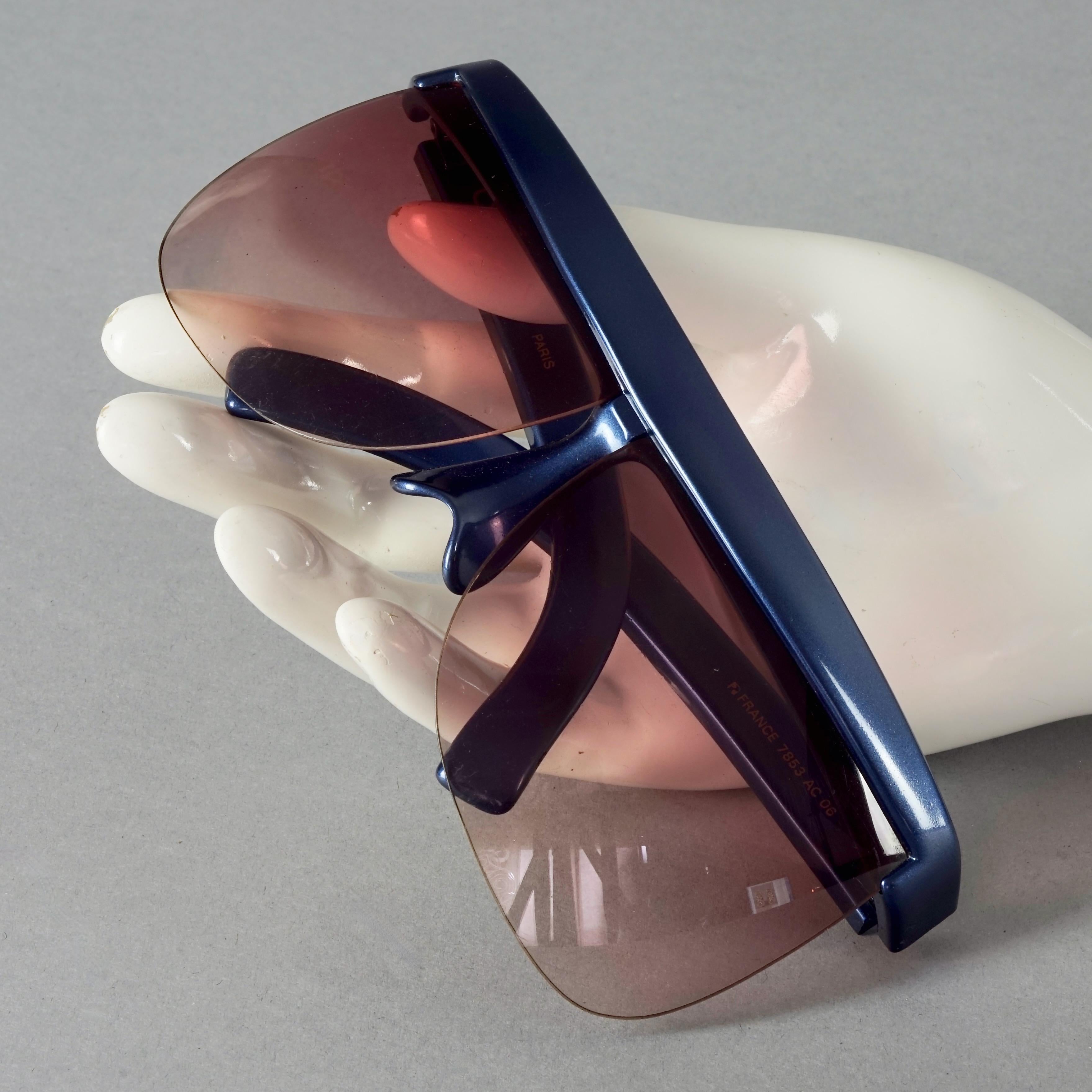 Vintage COURREGES Sculptural Futuristic Oversized Blue Sunglasses For Sale 6