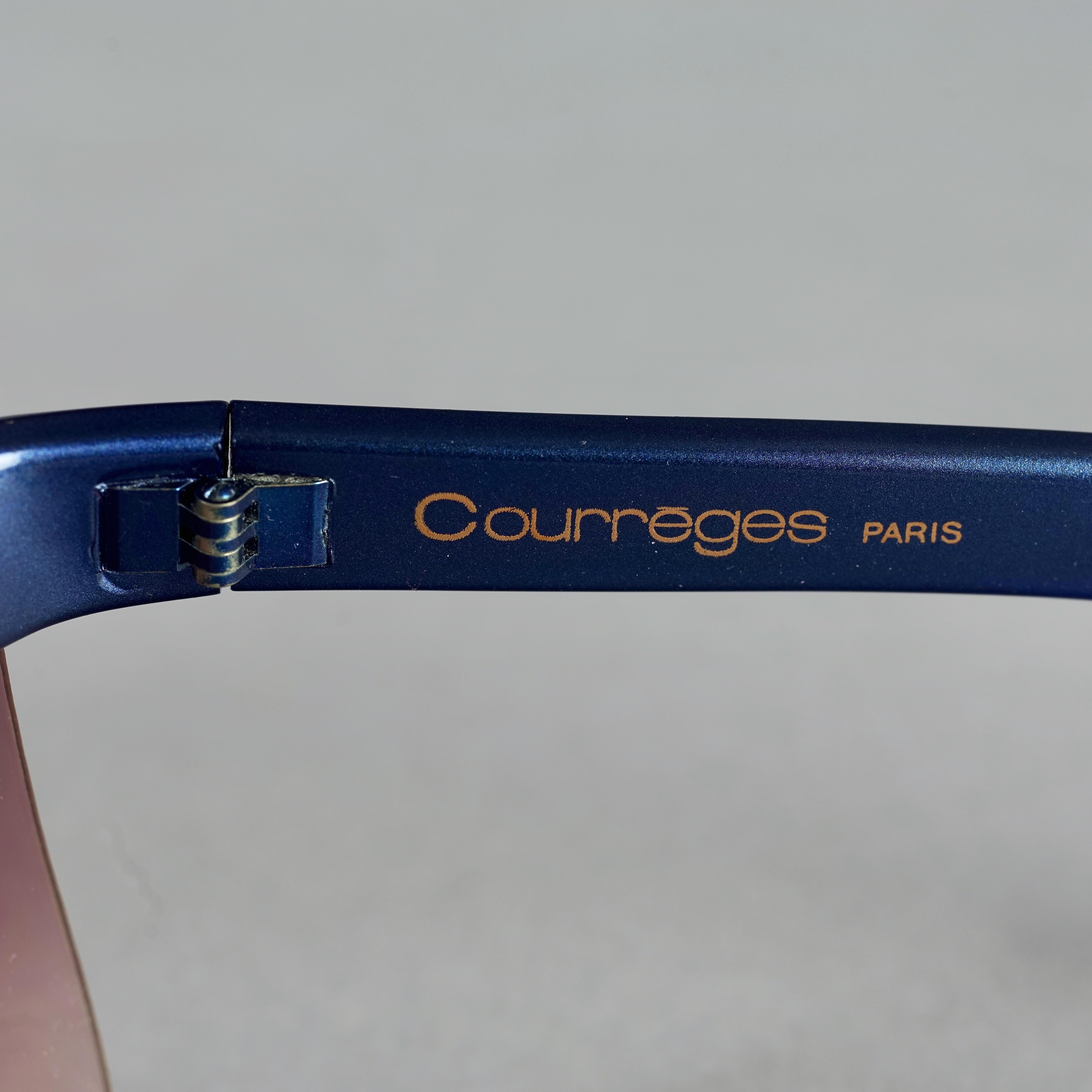 Vintage COURREGES Sculptural Futuristic Oversized Blue Sunglasses For Sale 7