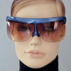 Vintage COURREGES Sculptural Futuristic Oversized Blue Sunglasses