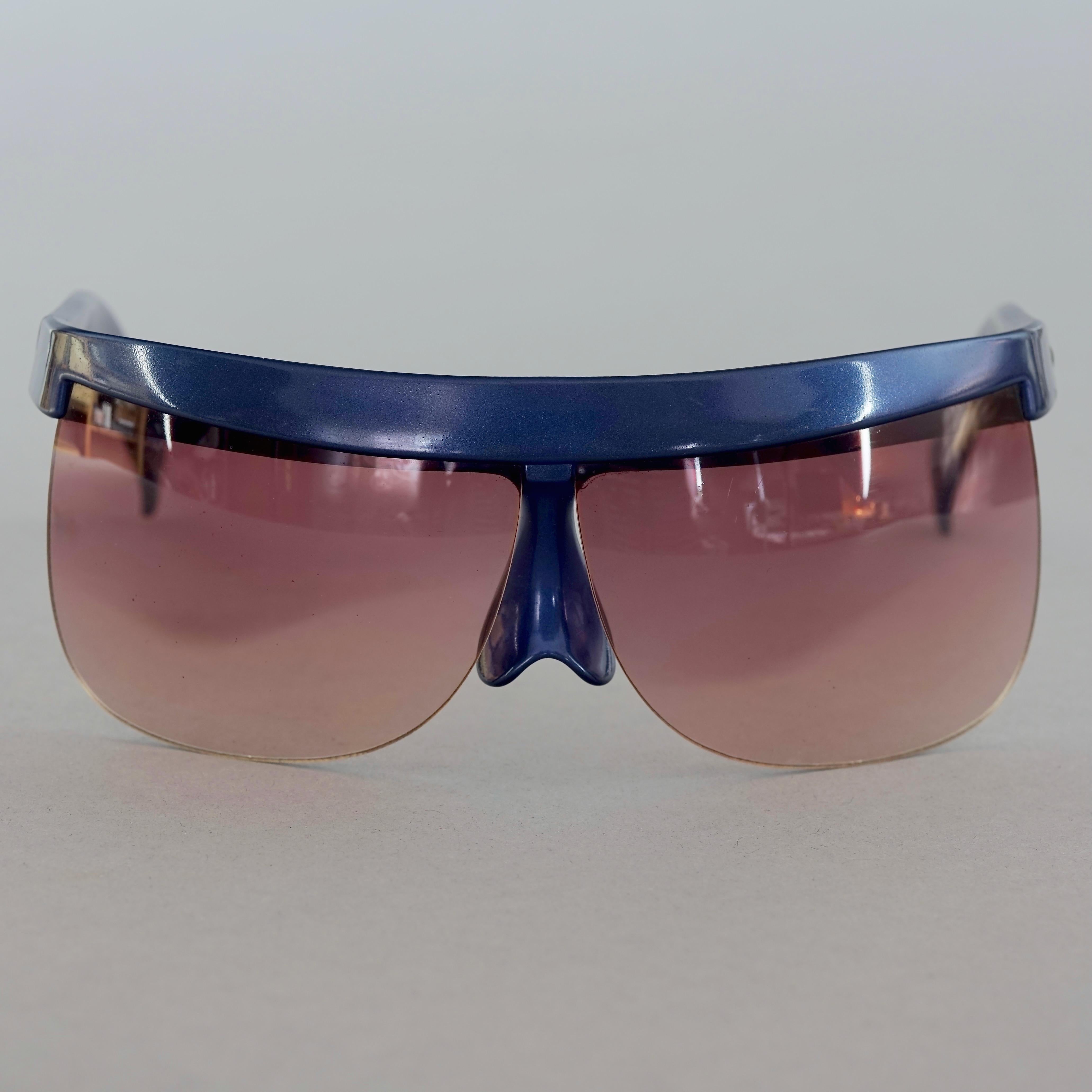 Vintage COURREGES Sculptural Futuristic Oversized Blue Sunglasses For Sale 2