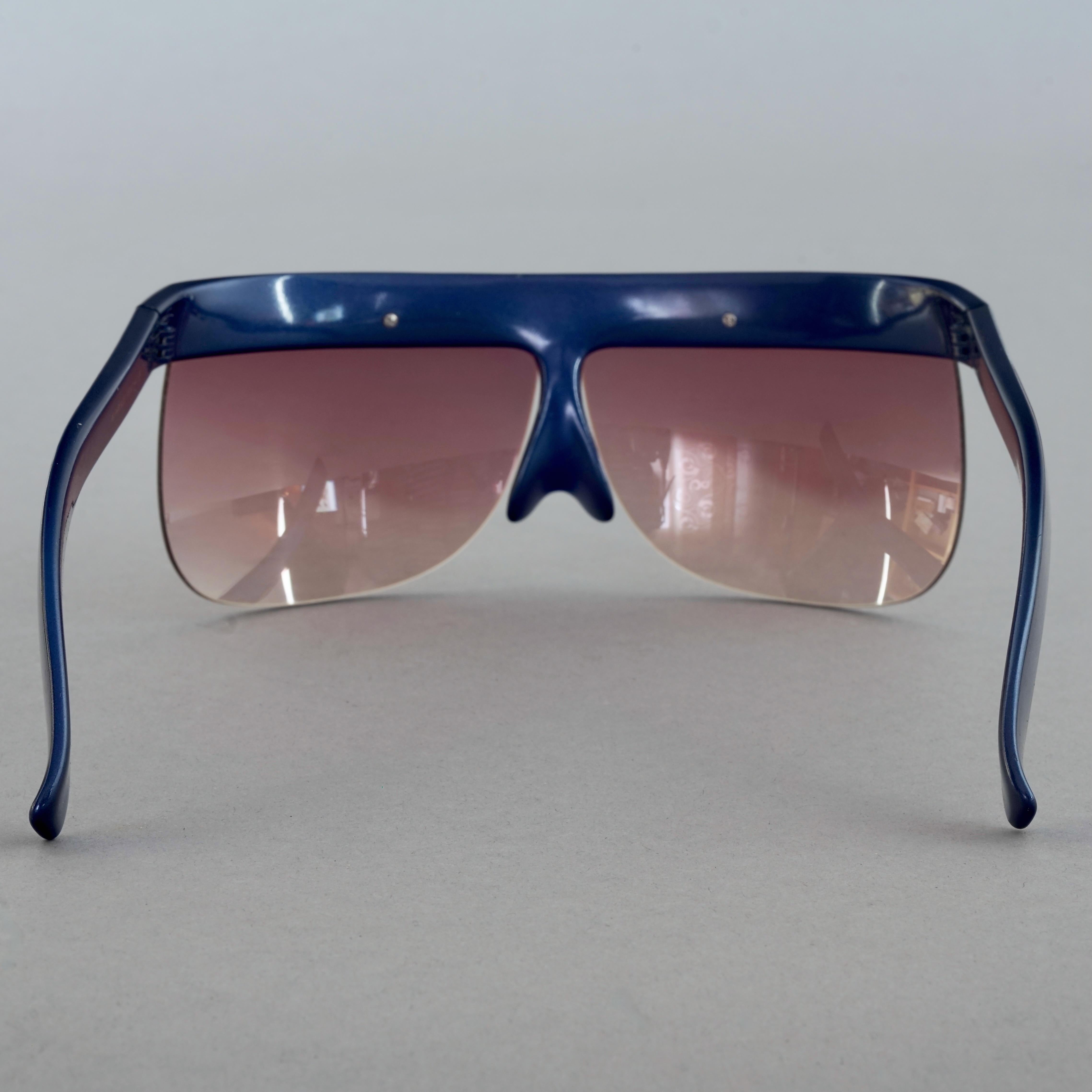 Vintage COURREGES Sculptural Futuristic Oversized Blue Sunglasses For Sale 3