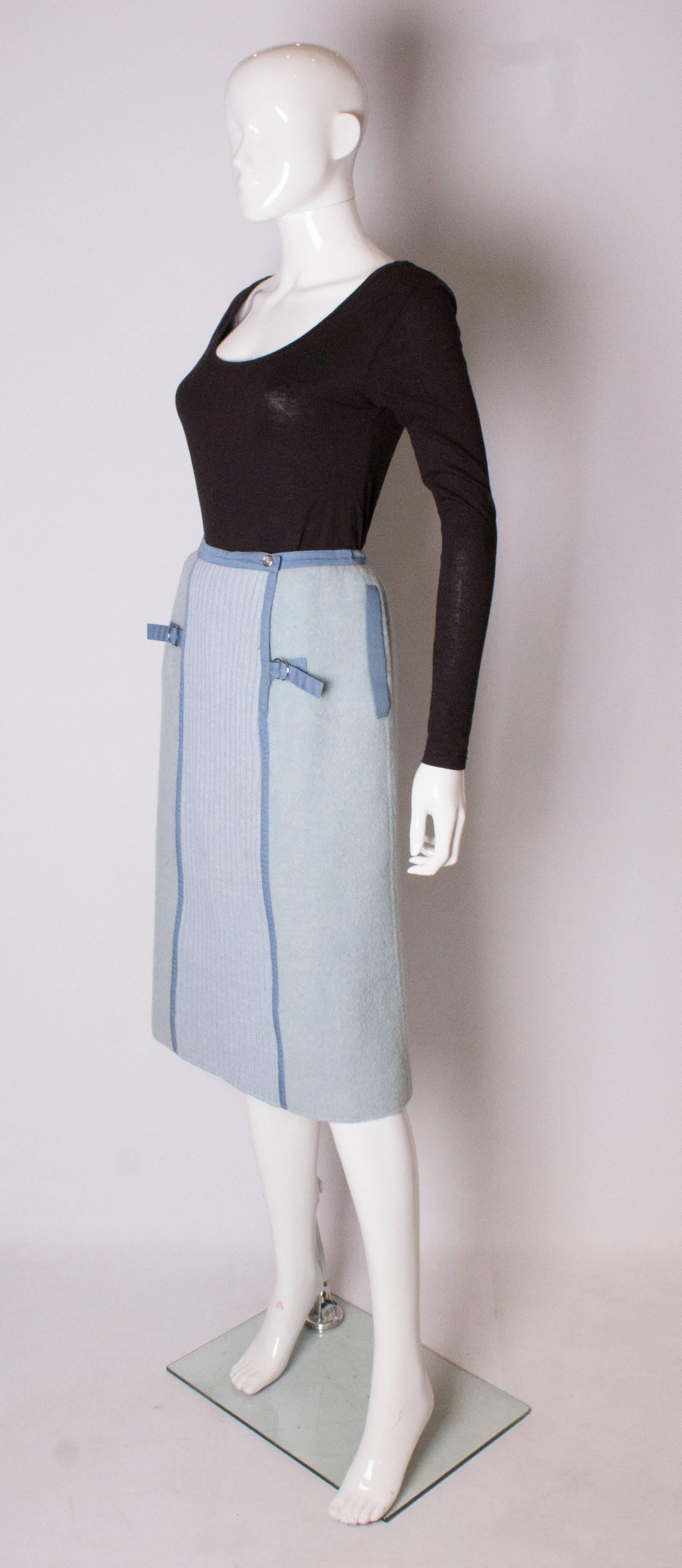 Gray Vintage Courreges Sky Blue Skirt For Sale