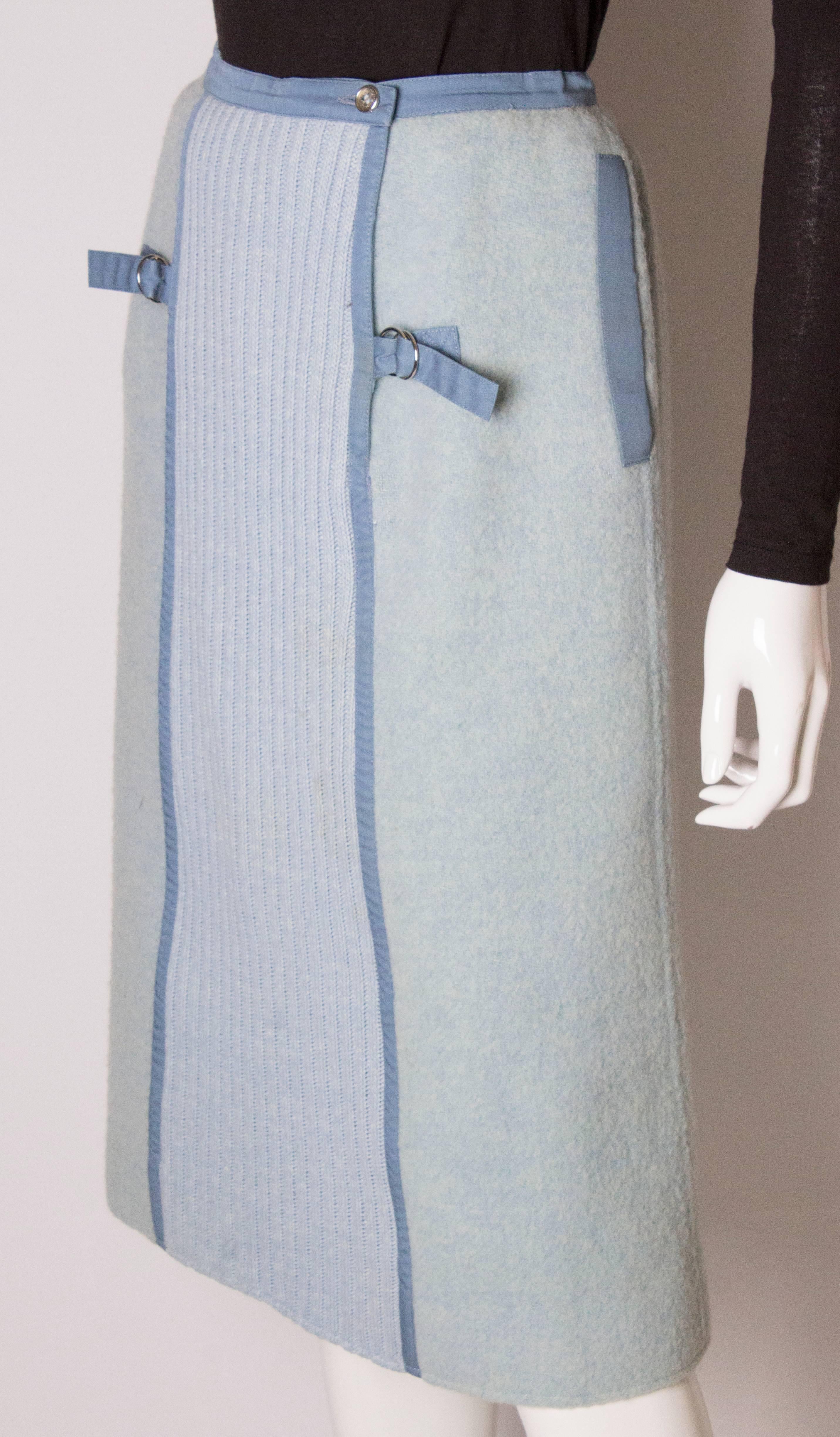 Vintage Courreges Sky Blue Skirt In Good Condition For Sale In London, GB