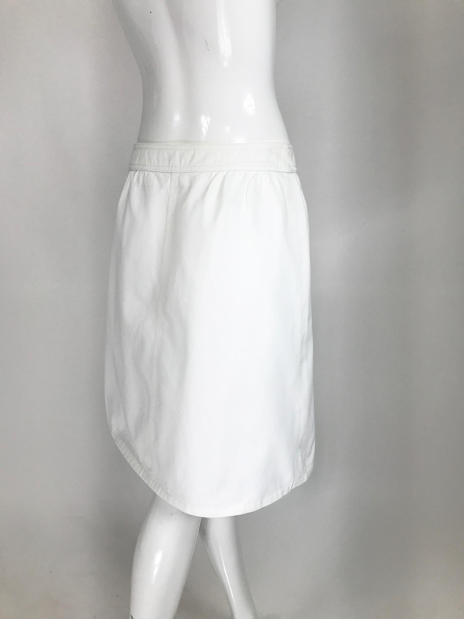 Women's Vintage Courreges White Cotton Twill Pocket Front Skirt 40