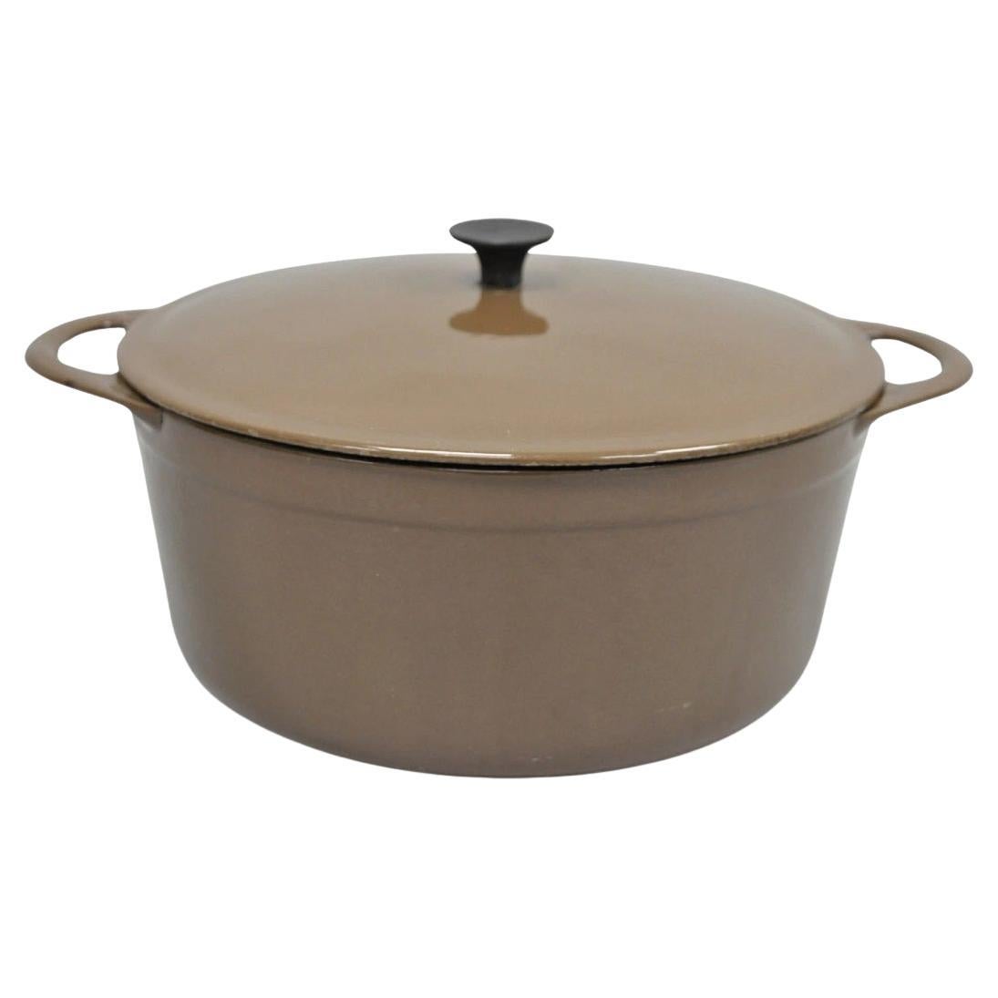 Vintage Cousances Francia Olla de hierro fundido esmaltada Marrón chocolate # 22
