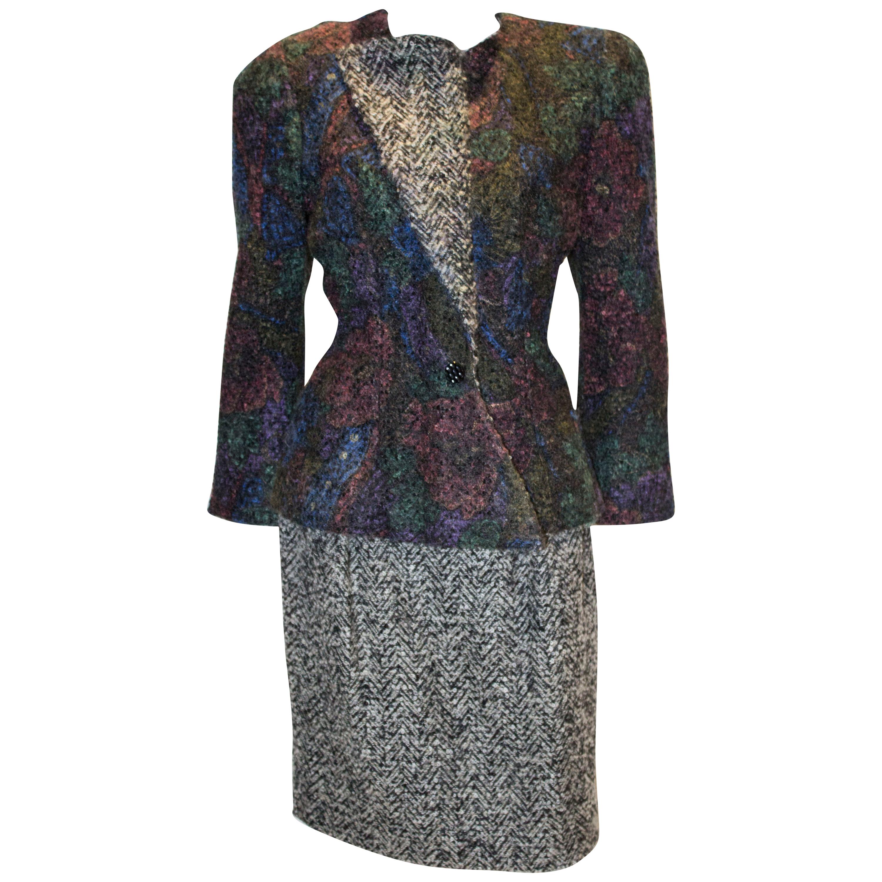 Vintage Couture Boucle Skirt  Suit For Sale