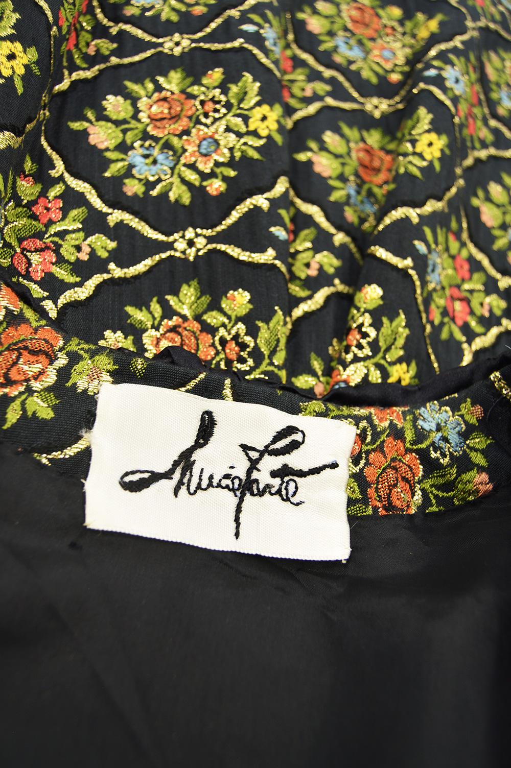 Vintage Couture Brocade Hand Smocked Silk Frock Coat, 1980s 5