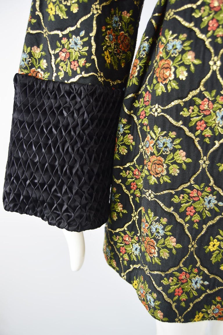 Vintage Couture Brocade Hand Smocked Silk Frock Coat, 1980s For Sale at 1stDibs