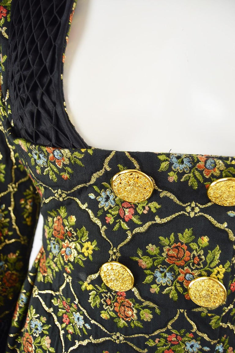 Vintage Couture Brocade Hand Smocked Silk Frock Coat, 1980s For Sale at 1stDibs