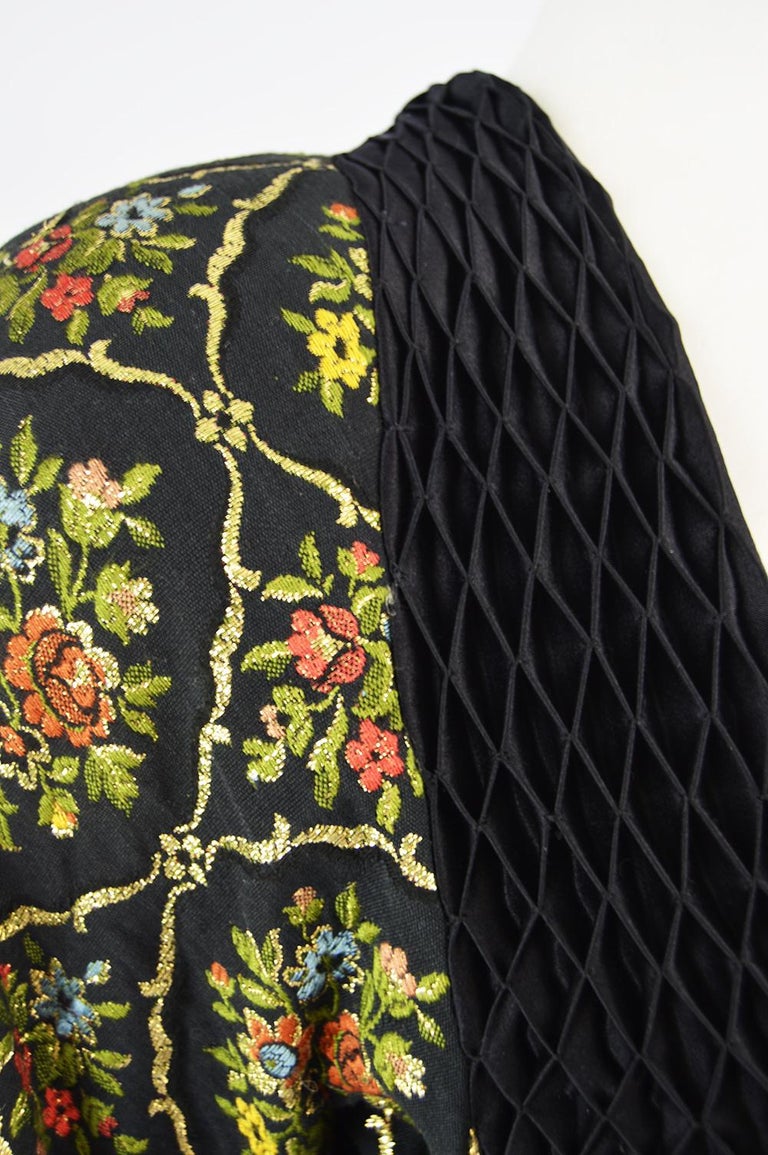 Vintage Couture Brocade Hand Smocked Silk Frock Coat, 1980s For Sale at 1stDibs