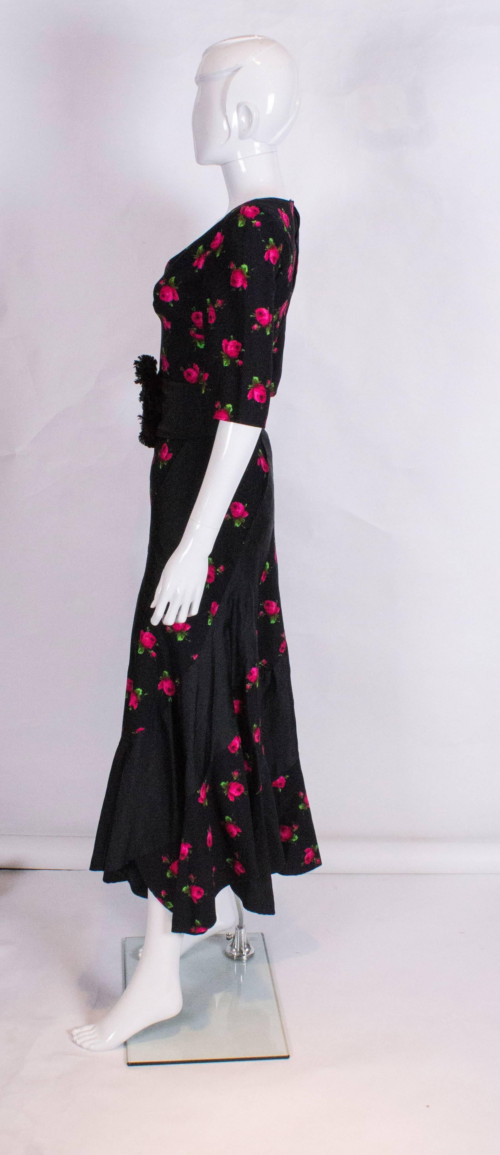 Vintage Couture Evening Gown in Black and Pink In Excellent Condition In London, GB