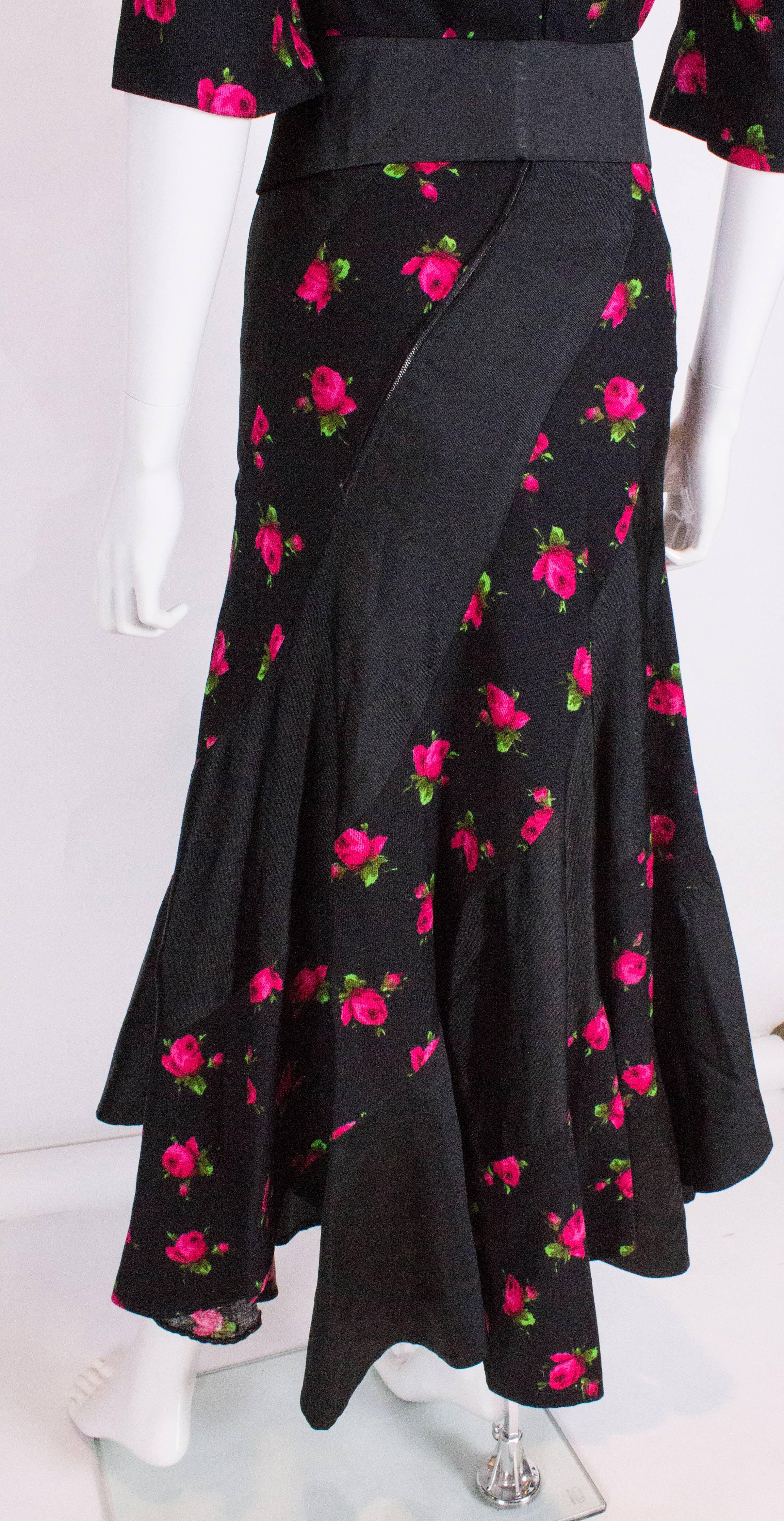 Vintage Couture Evening Gown in Black and Pink 1