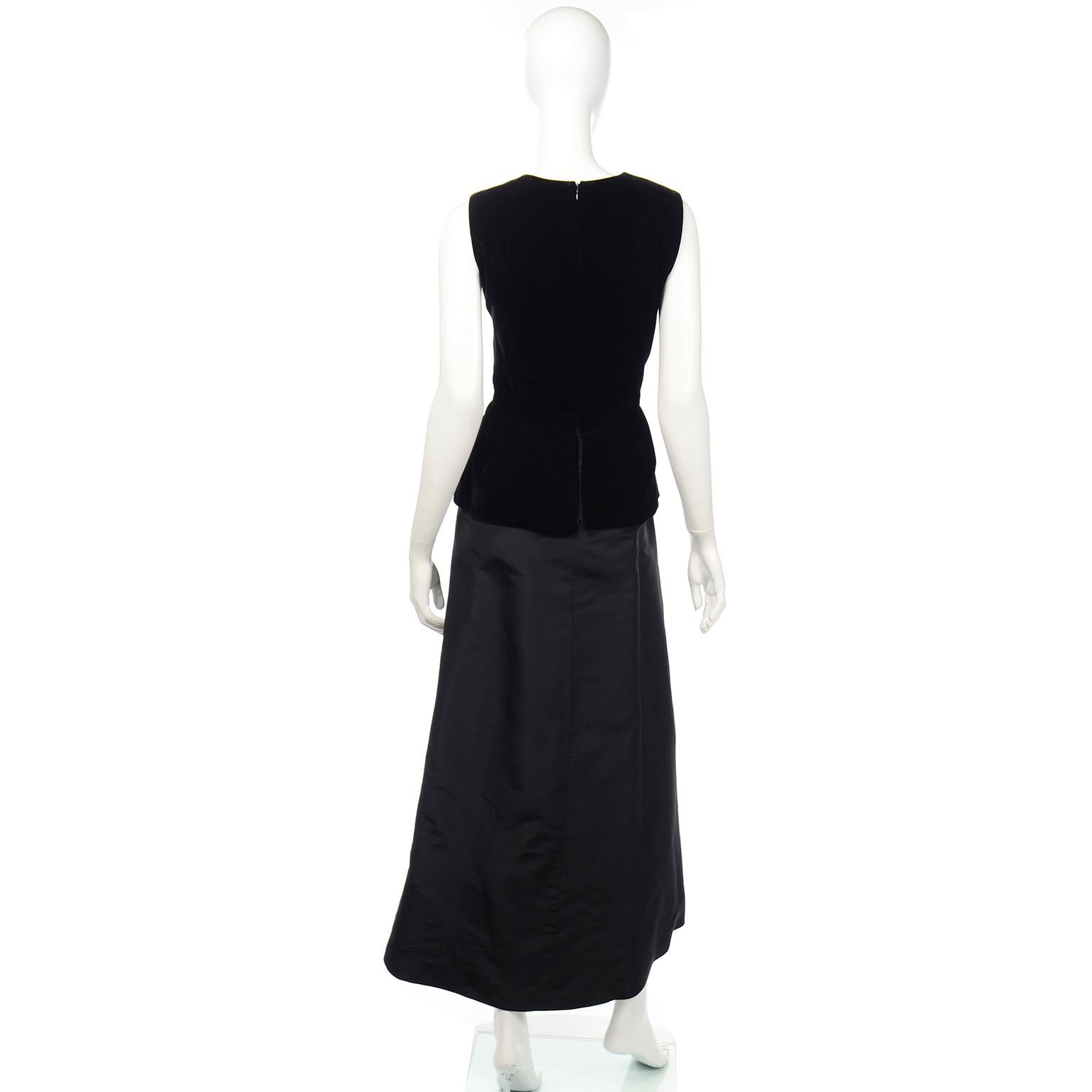 Women's Vintage Couture Givenchy Black Velvet and Taffeta Long Evening Dress