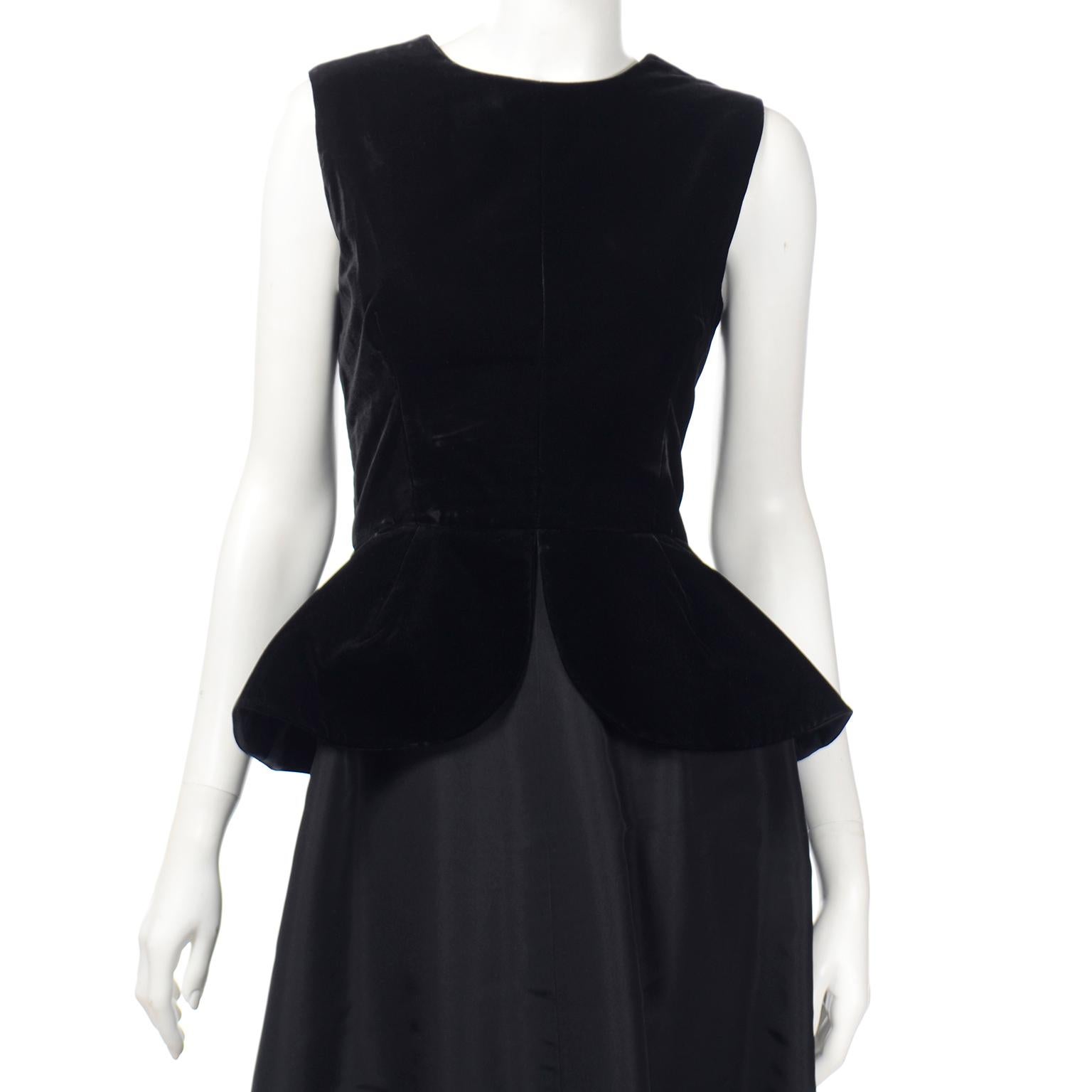 Vintage Couture Givenchy Black Velvet and Taffeta Long Evening Dress 3