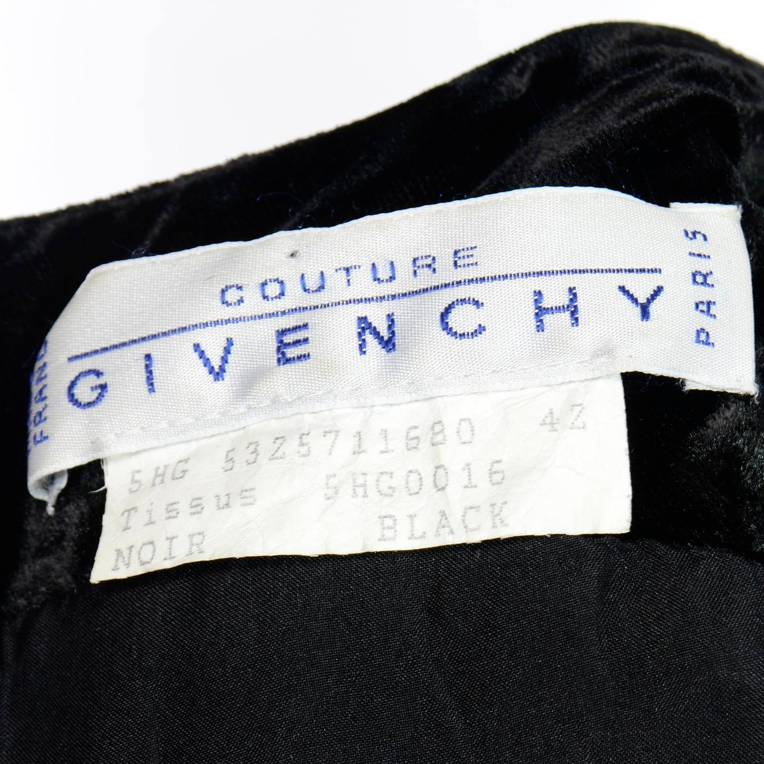 Vintage Couture Givenchy Black Velvet and Taffeta Long Evening Dress 4