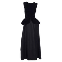Vintage Couture Givenchy Black Velvet and Taffeta Long Evening Dress