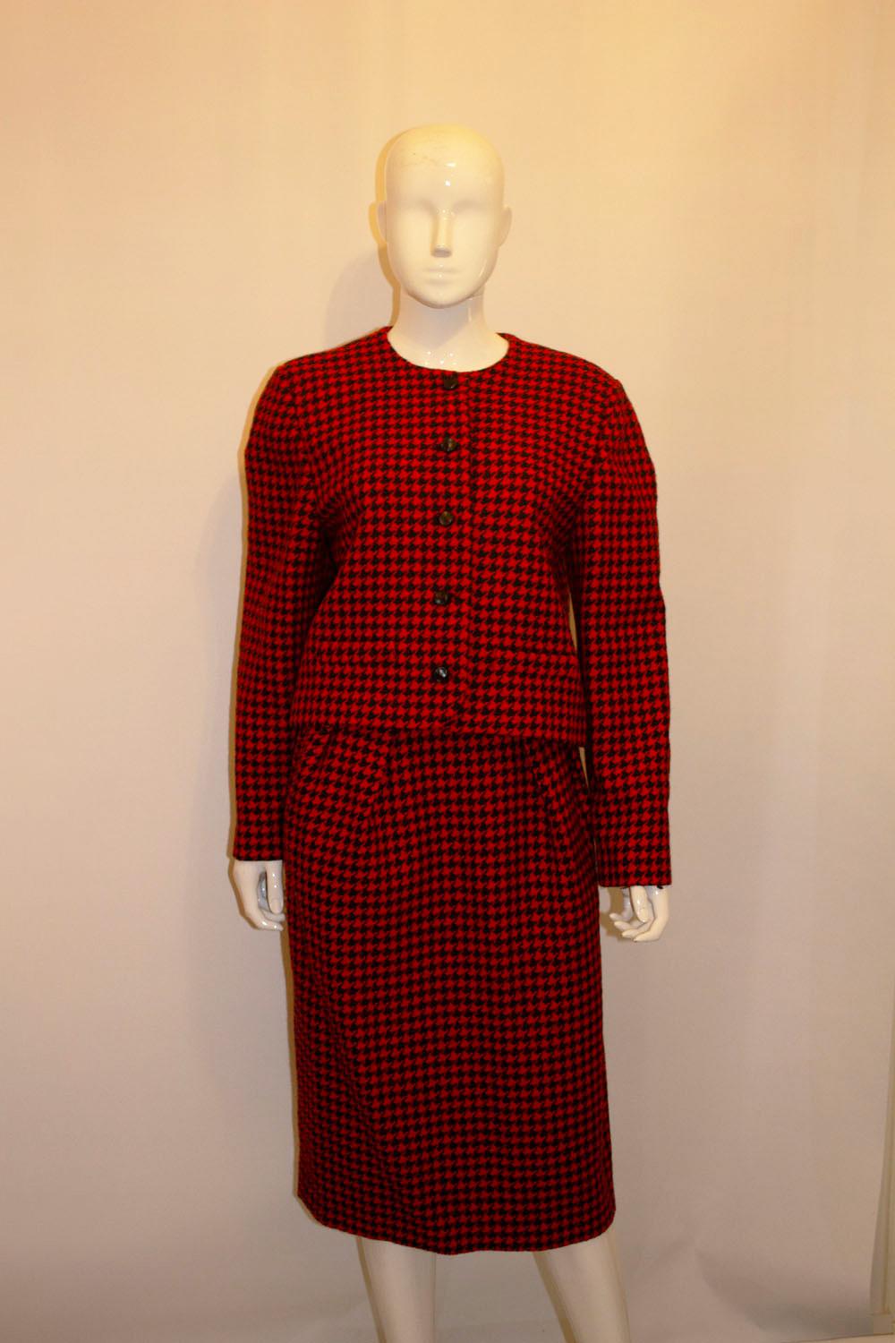 Red Vintage Couture Made Orange and Black Skirt Suit For Sale