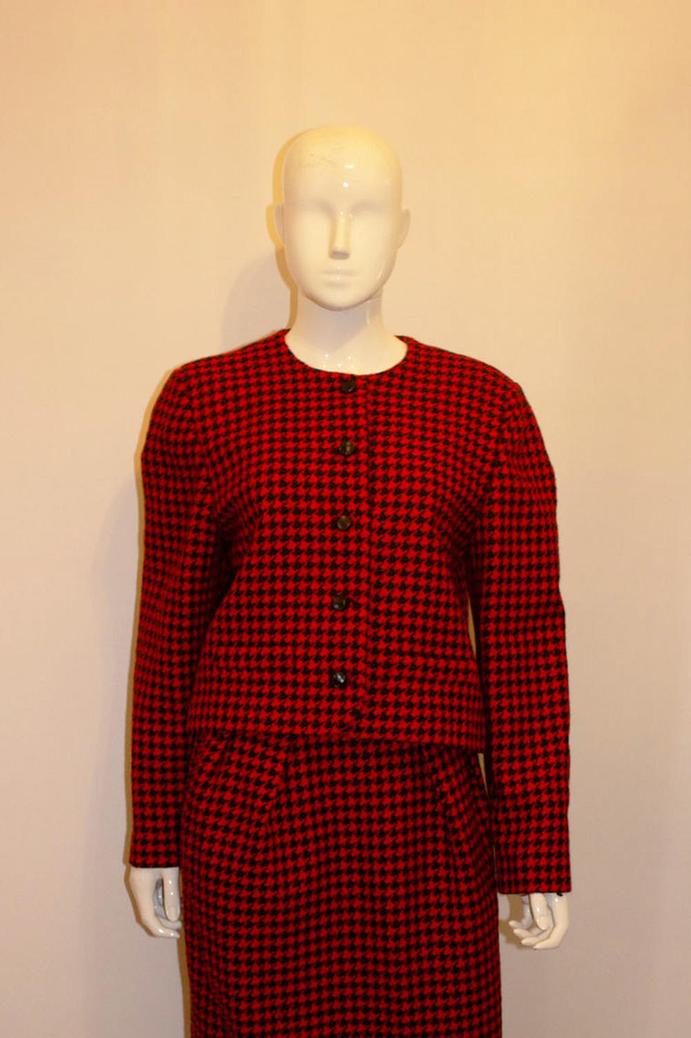 Vintage Couture Made Orange and Black Skirt Suit For Sale 1