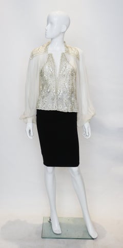 Vintage Couture Silk Chiffon and Bead Evening Top