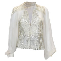 Vintage Couture Silk Chiffon and Bead Evening Top