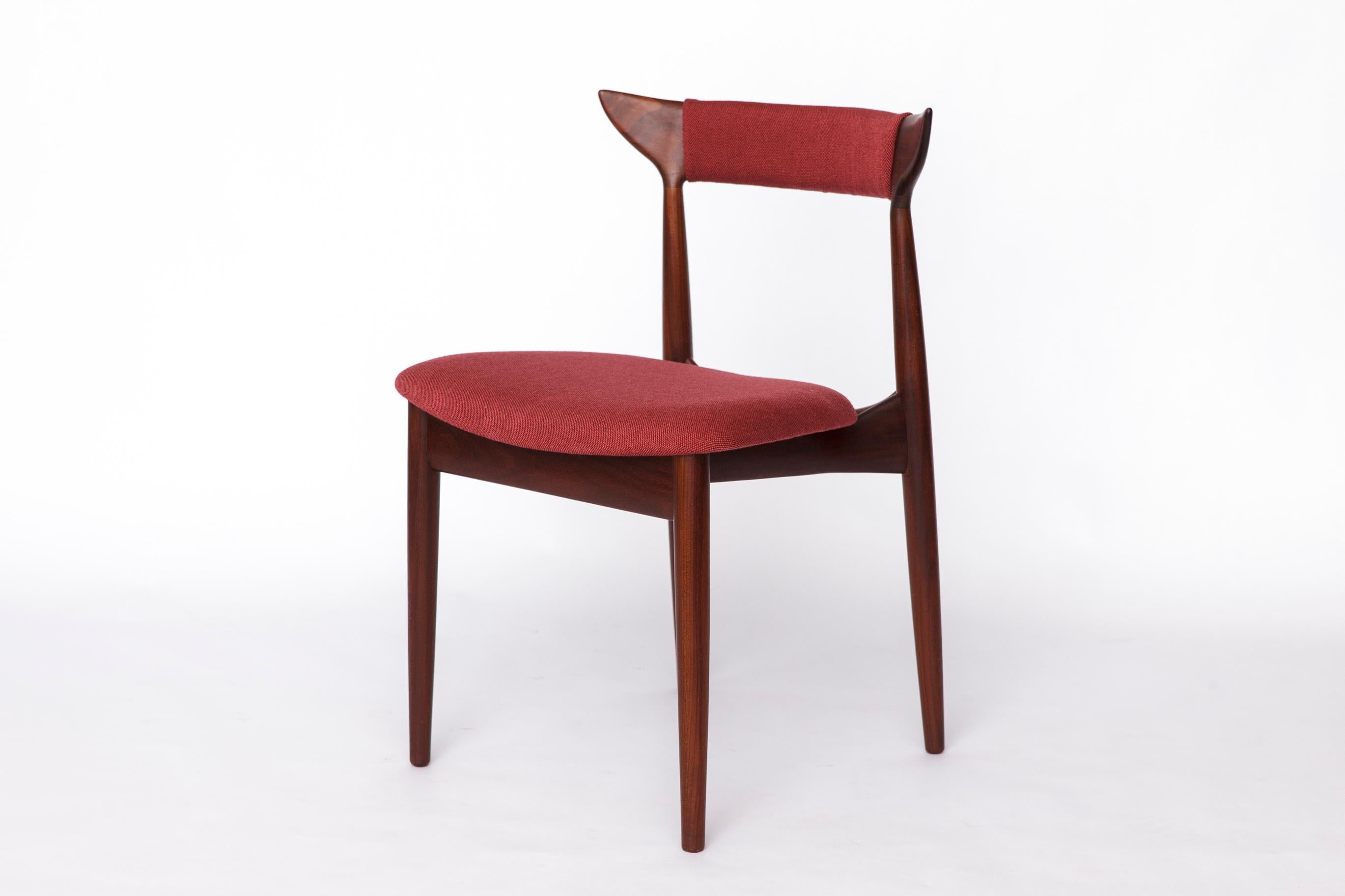 Polished Vintage Cow Horn Chair – 1960s/1970s Danish Teak Dining or Desk Chair, Bordeaux For Sale