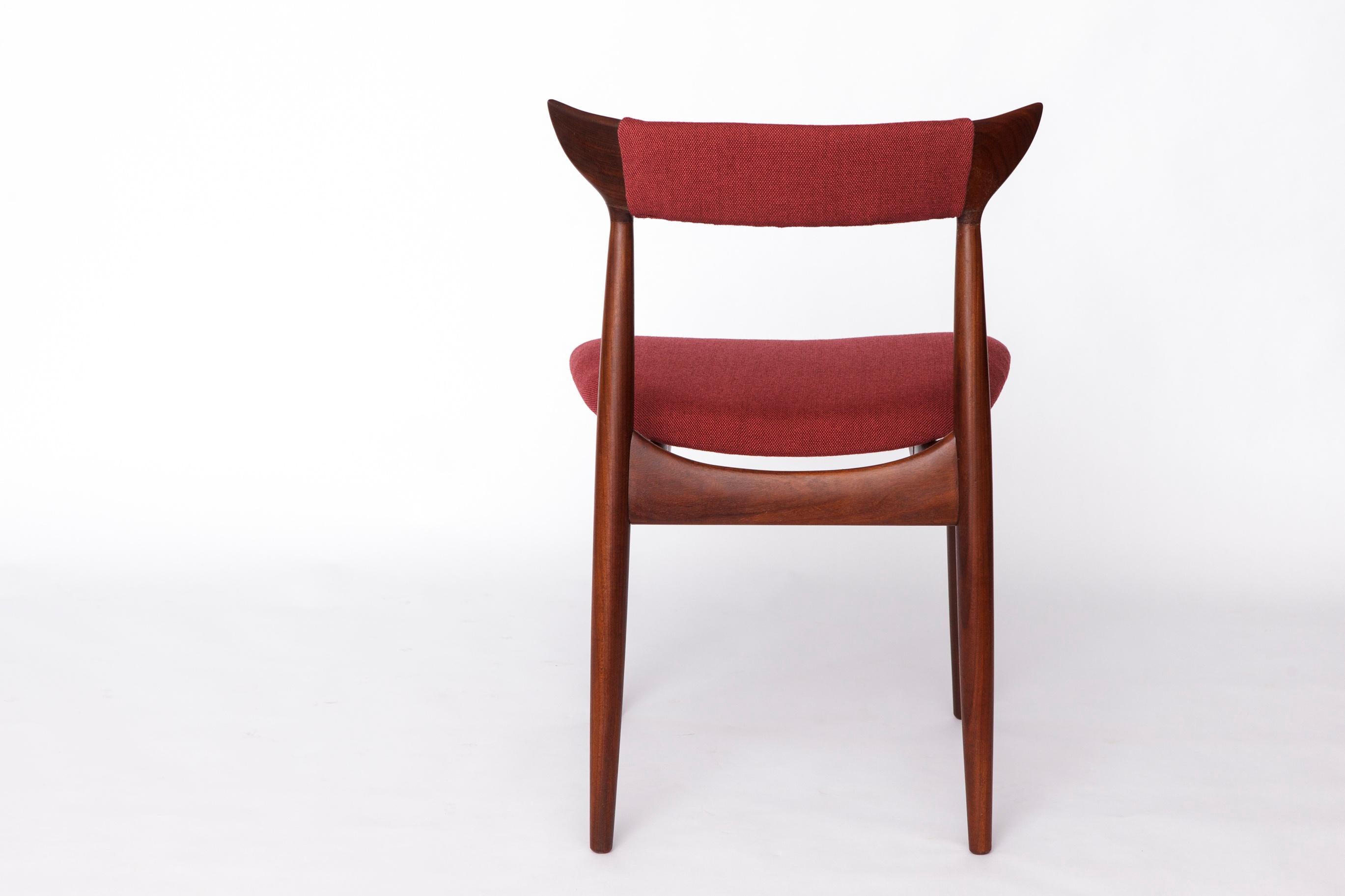 Mid-20th Century Vintage Cow Horn Chair – 1960s/1970s Danish Teak Dining or Desk Chair, Bordeaux For Sale