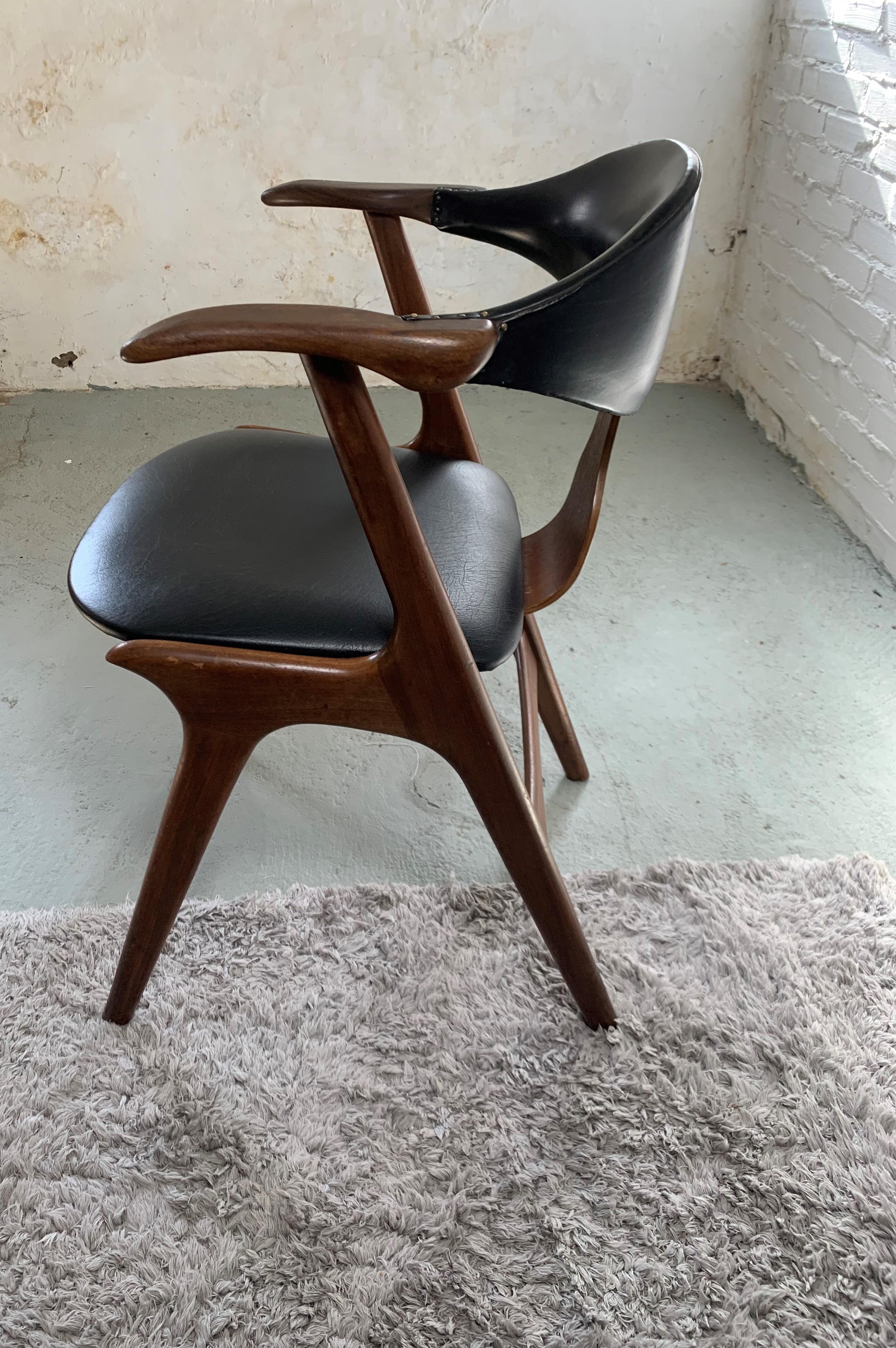 Vintage Cow Horn Chair by Louis Van Teeffelen For AWA, 1950s 7