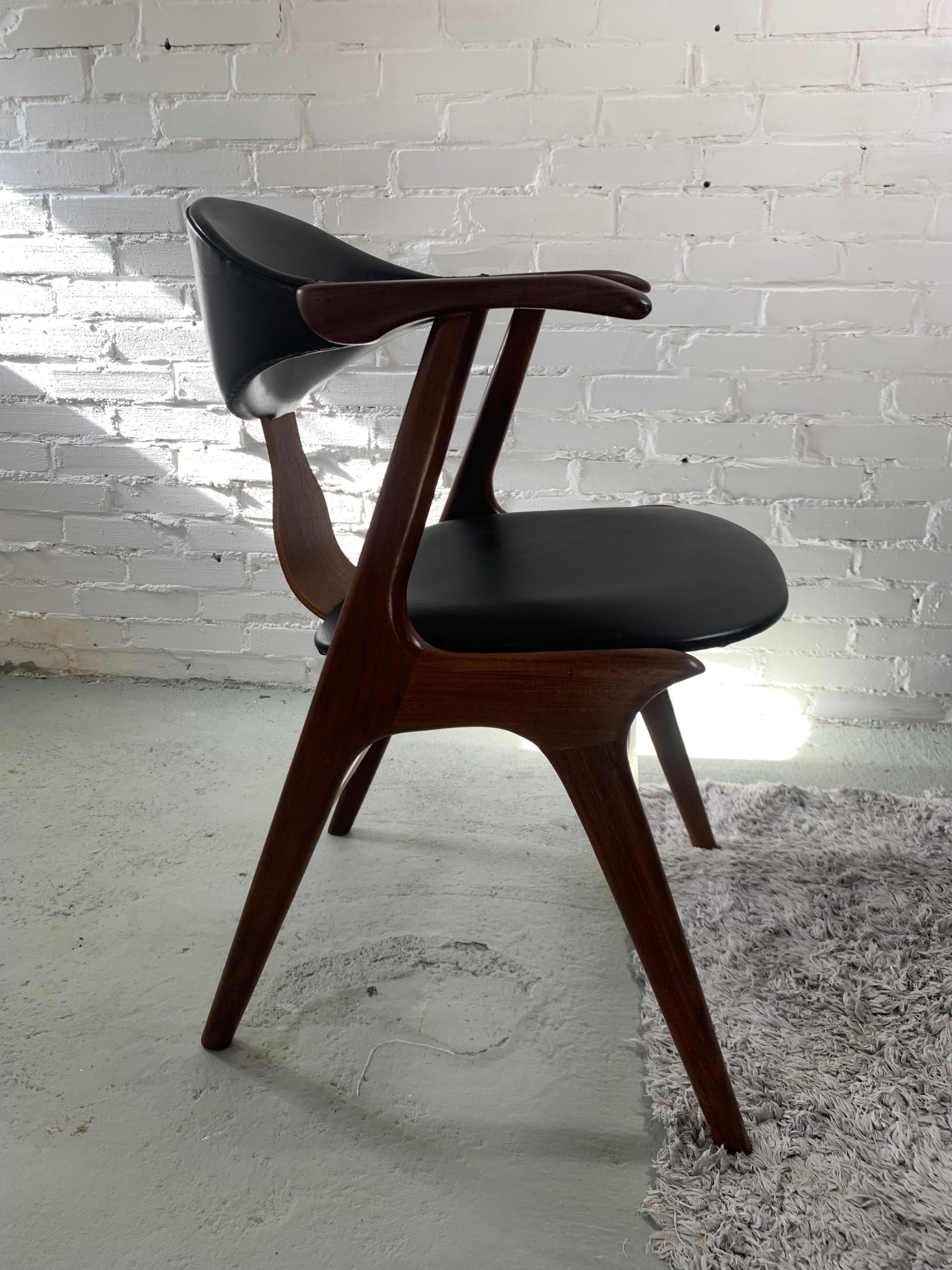 Teak Vintage Cow Horn Chair by Louis Van Teeffelen For AWA, 1950s