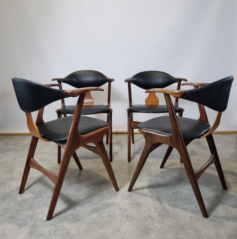 Vintage Cow Horn Chairs by Louis Van Teeffelen for AWA, 1950s, Set of 4 at  1stDibs