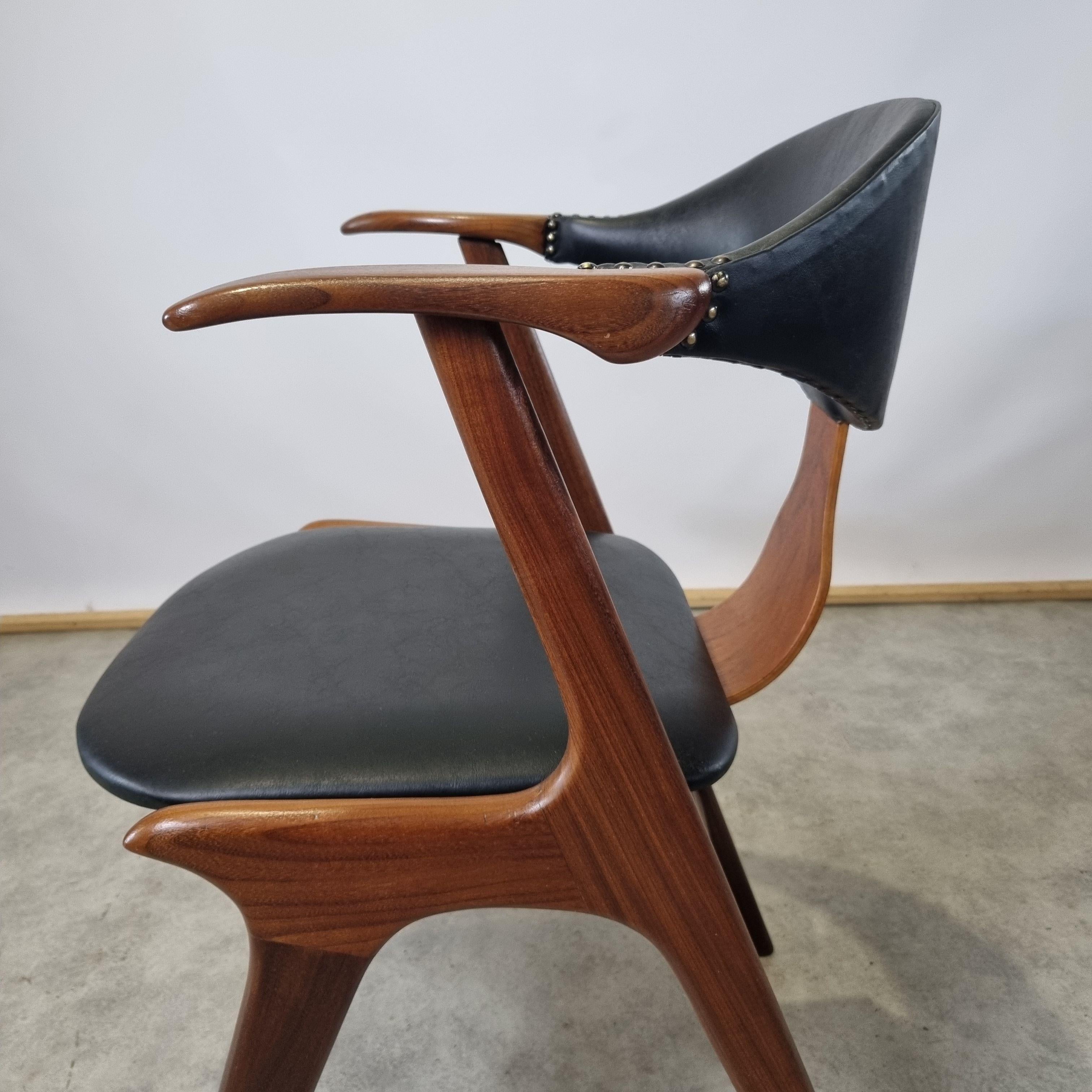 Faux Leather Vintage Cow Horn Chairs by Louis Van Teeffelen for AWA, 1950s, Set of 4