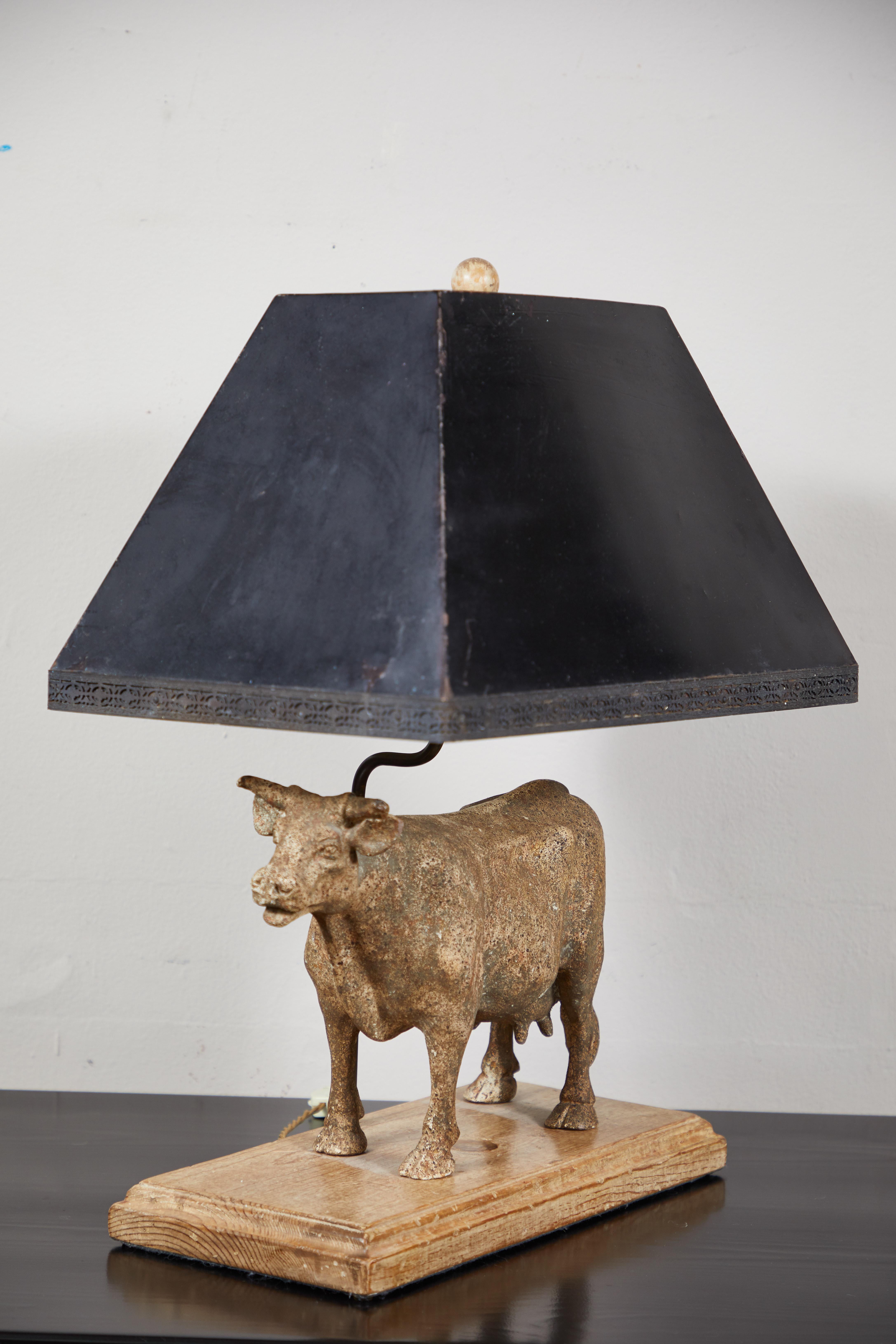 Cast Vintage Cow Lamp For Sale