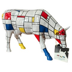 Vintage Cow Sculpture in the Style of Piet Mondrian by Jon Eastman