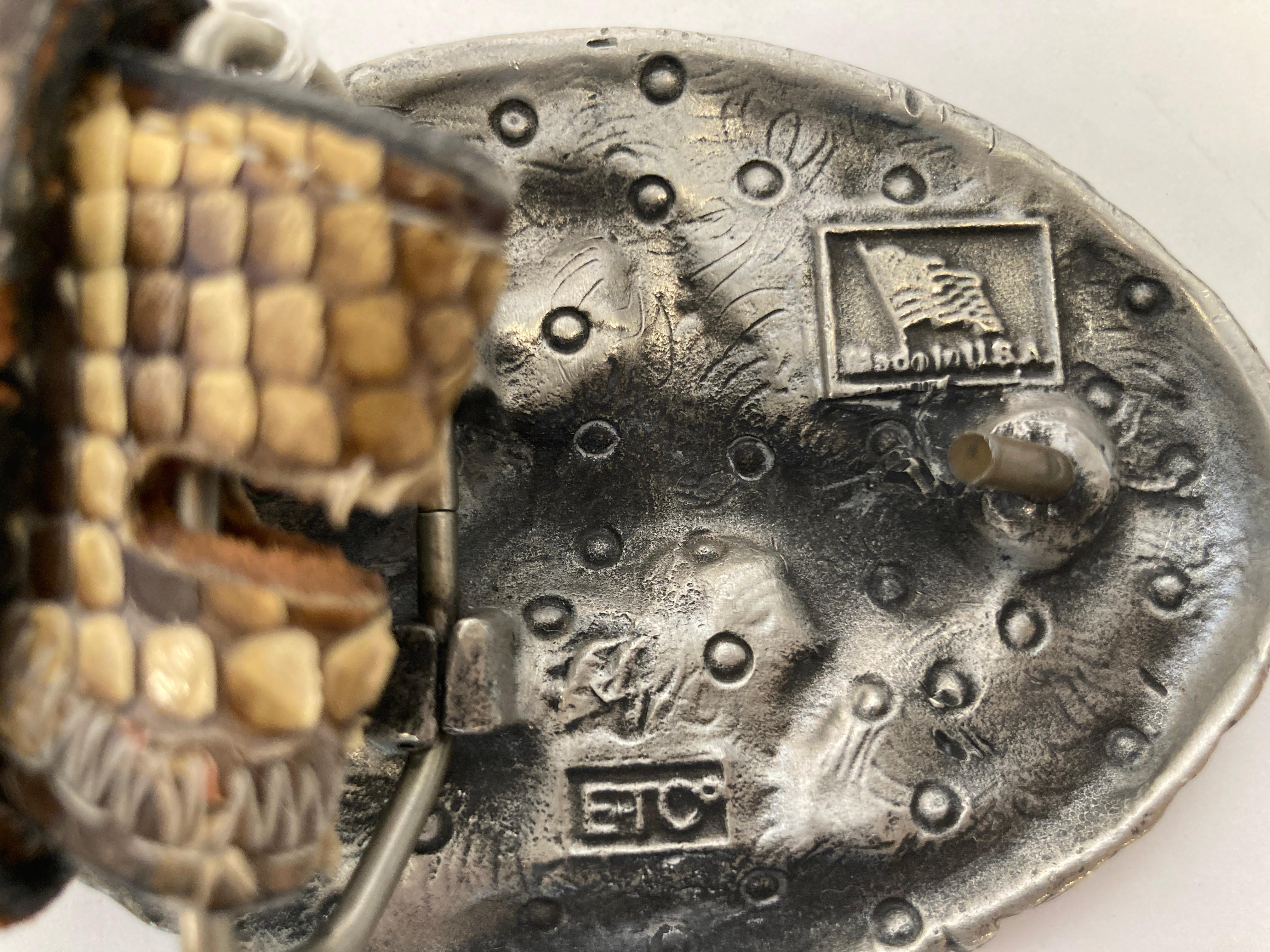 Women's or Men's Vintage Cowboy Buckle End of the Trail Native American with Python Leather Belt