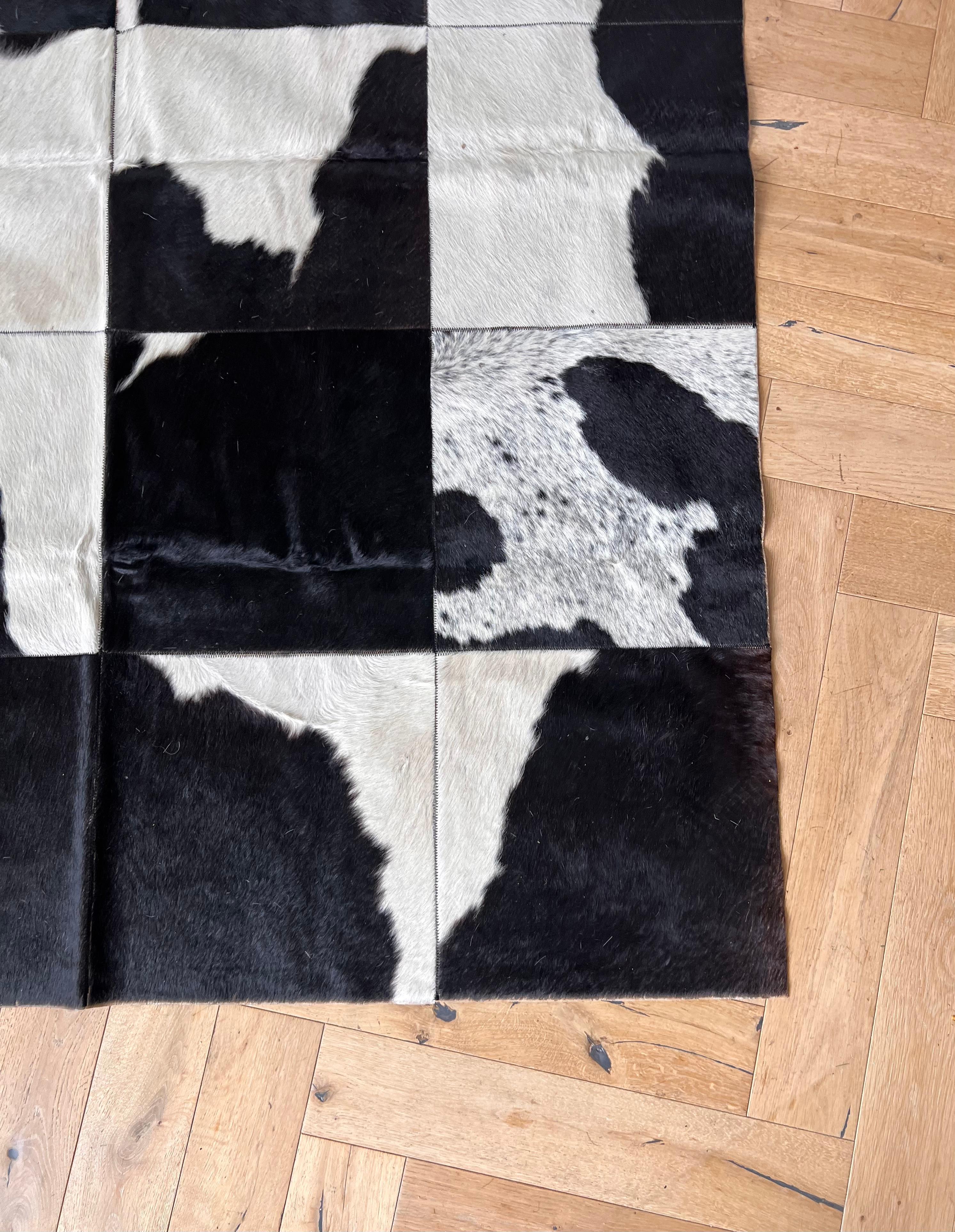 20th Century Vintage Cowhide Patchwork Area Rug, circa 1970s For Sale