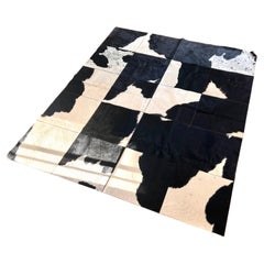 Retro Cowhide Patchwork Area Rug, circa 1970s